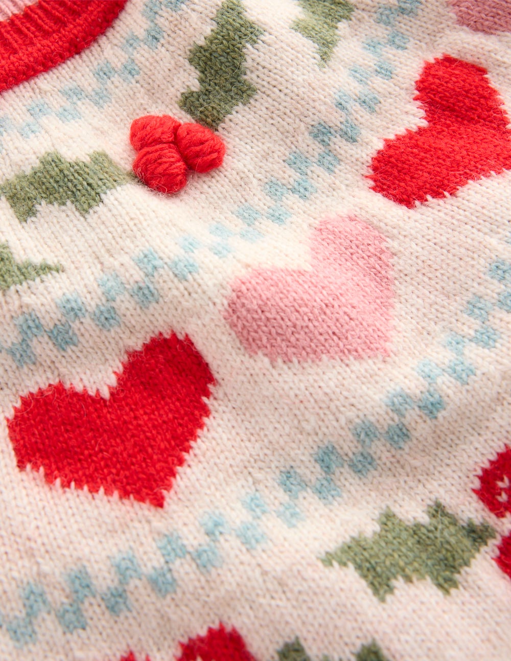 Edie Fair Isle Jumper-Oatmeal Melange, Holly - Image 7