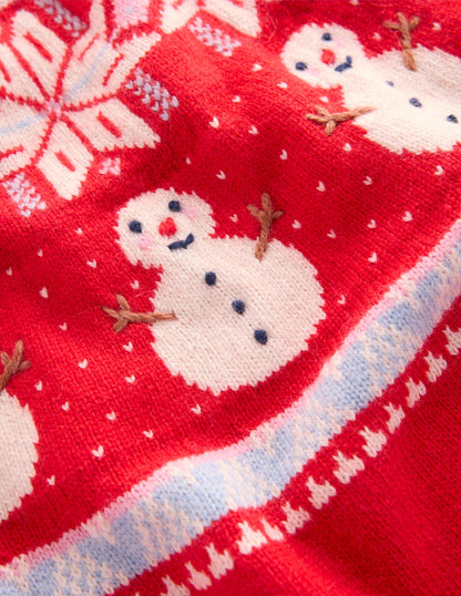 Edie Fair Isle Jumper-Red, Snowman-8