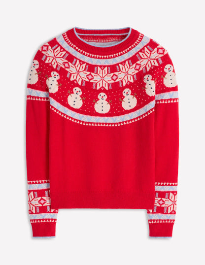 Edie Fair Isle Jumper-Red, Snowman-7
