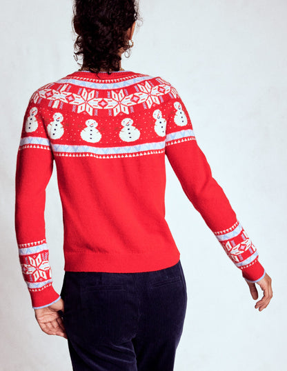 Edie Fair Isle Jumper-Red, Snowman-3