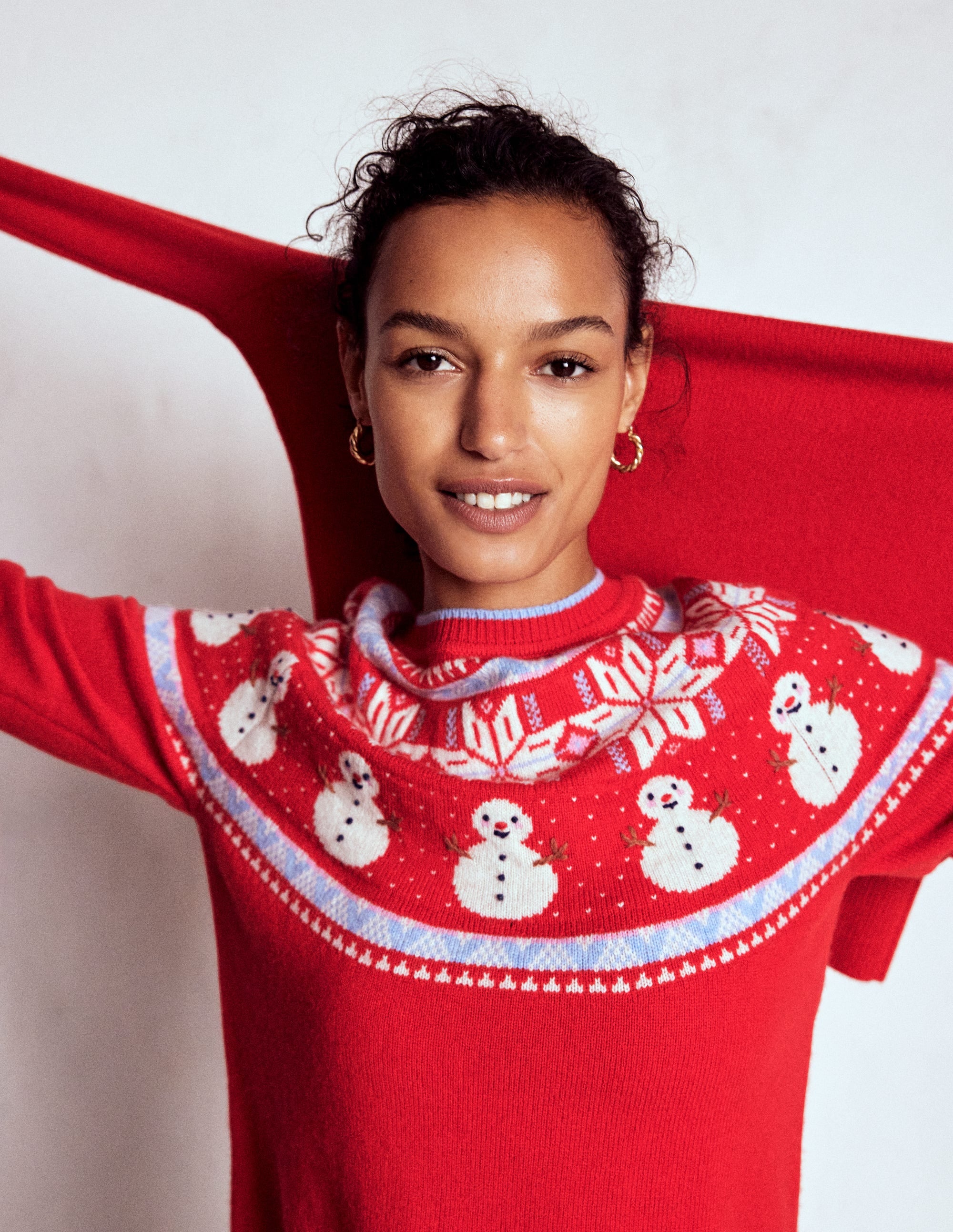 Edie Fair Isle Jumper-Red, Snowman - Image 4
