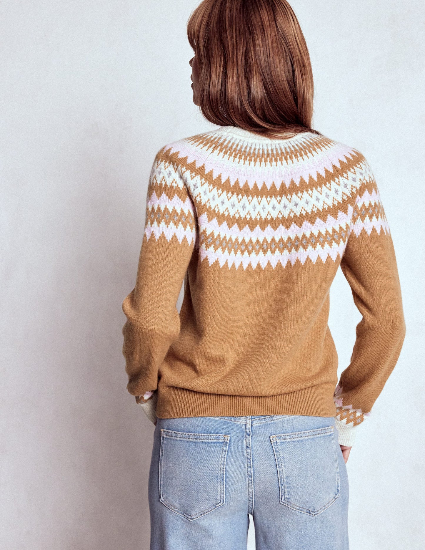 Edie Fair Isle Jumper-Camel Melange Fair Isle