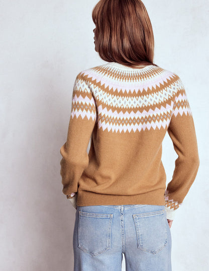Edie Fair Isle Jumper-Camel Melange Fair Isle-3