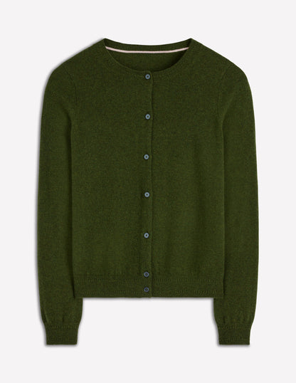 Eva Cashmere Crew Cardigan-Leaf Green Melange-5