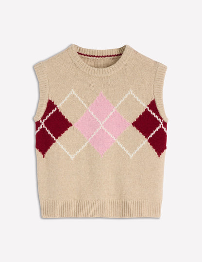 Eleanor Fair Isle Tank-Chinchilla Melange Argyle-7