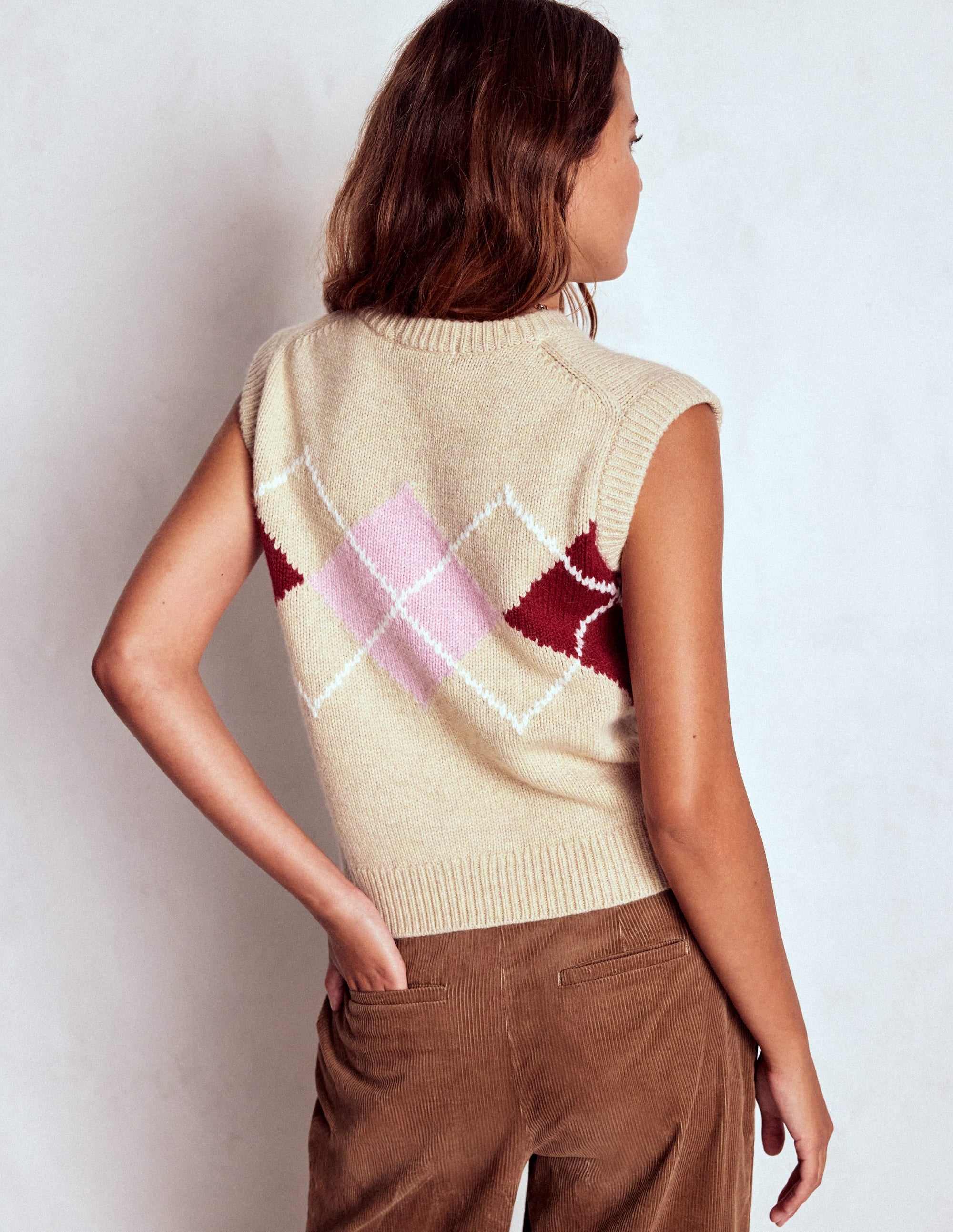 Eleanor Fair Isle Tank-Chinchilla Melange Argyle - Image 4