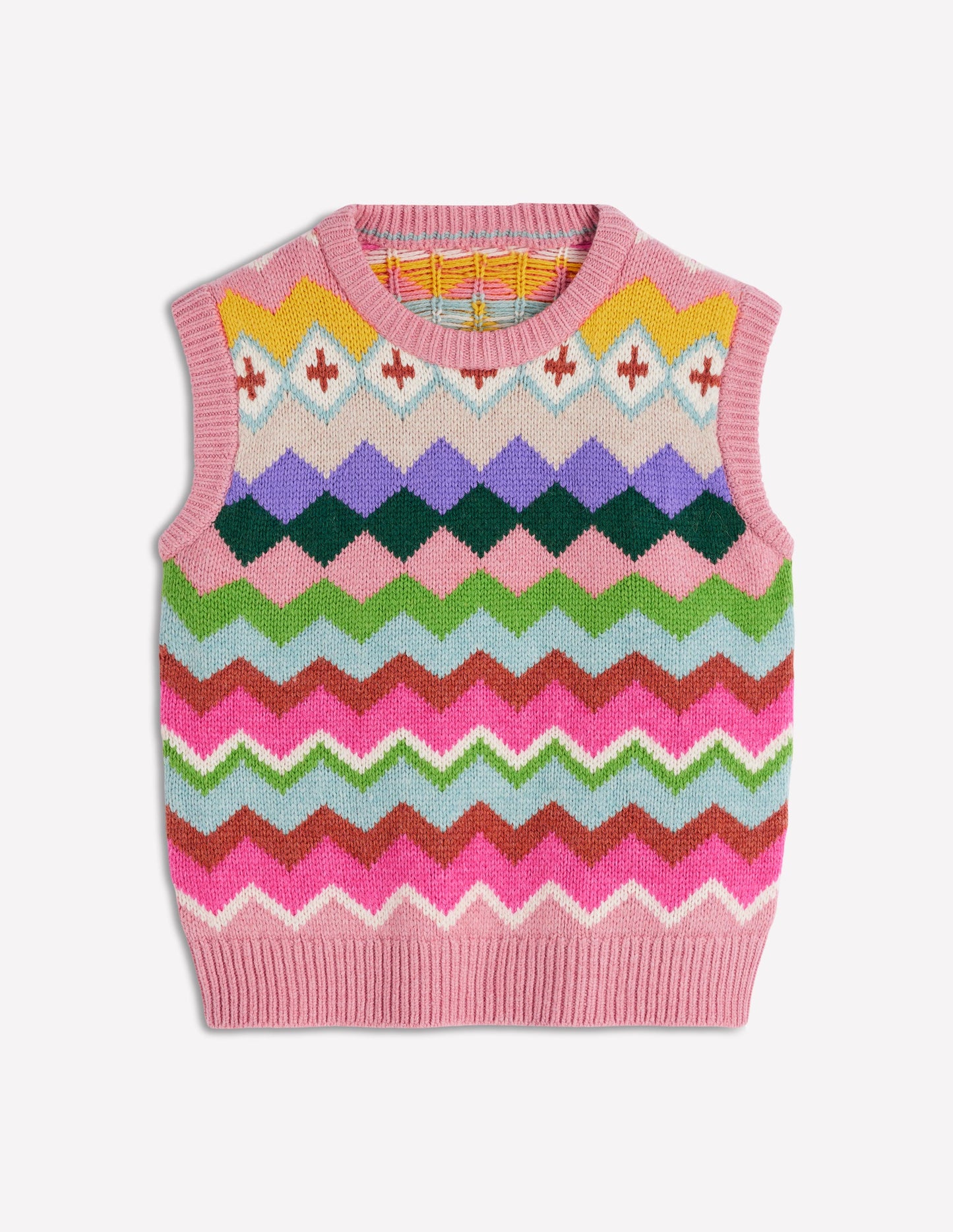 Eleanor Fair Isle Tank-Pink Heritage Fair Isle