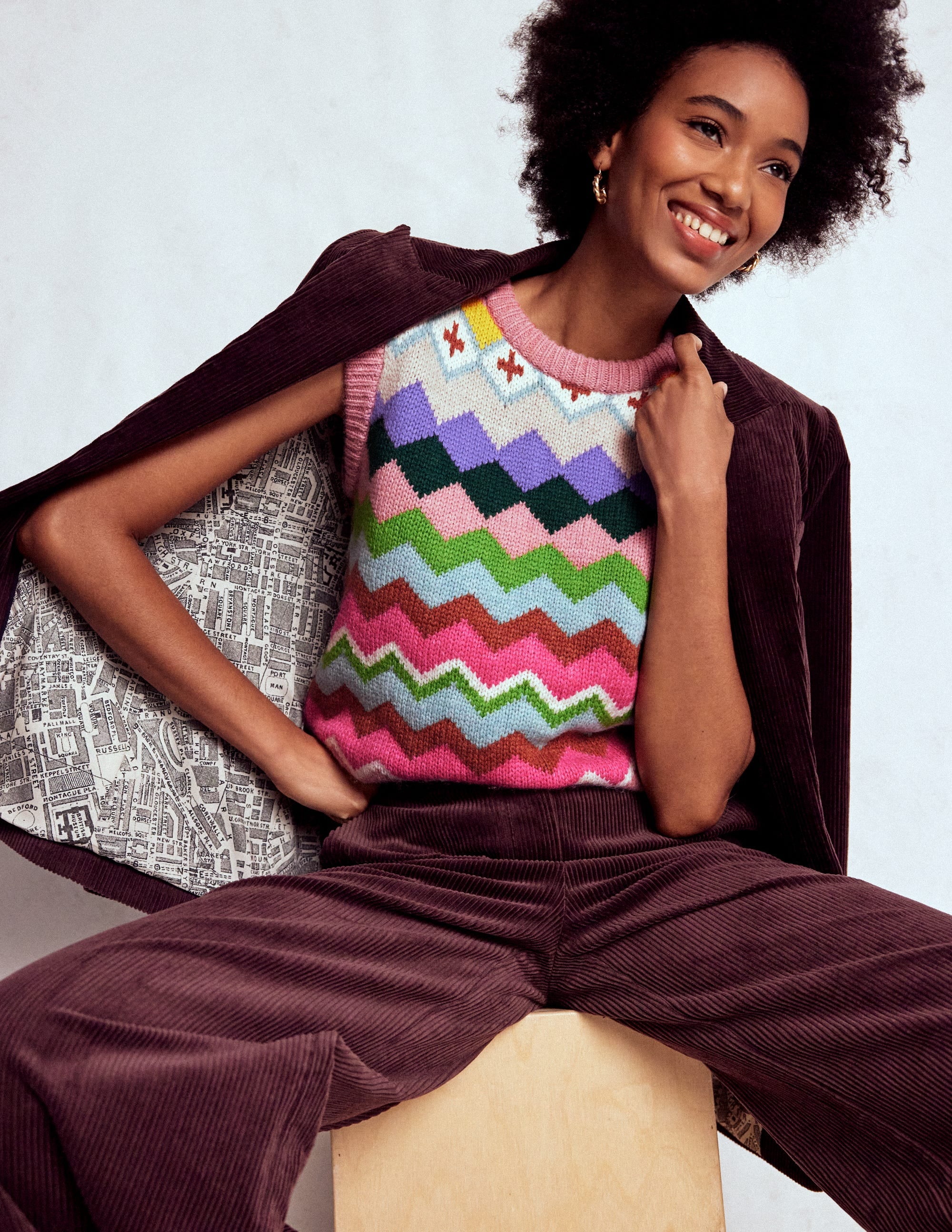 Eleanor Fair Isle Tank-Pink Heritage Fair Isle - Image 1