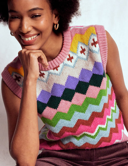 Eleanor Fair Isle Tank-Pink Heritage Fair Isle-2