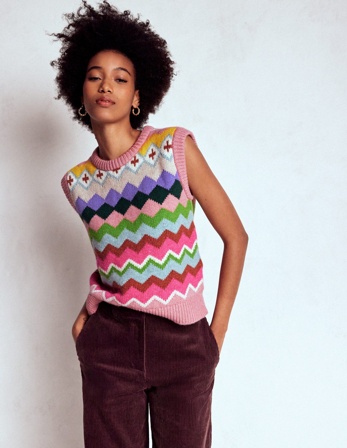 Eleanor Fair Isle Tank-Pink Heritage Fair Isle