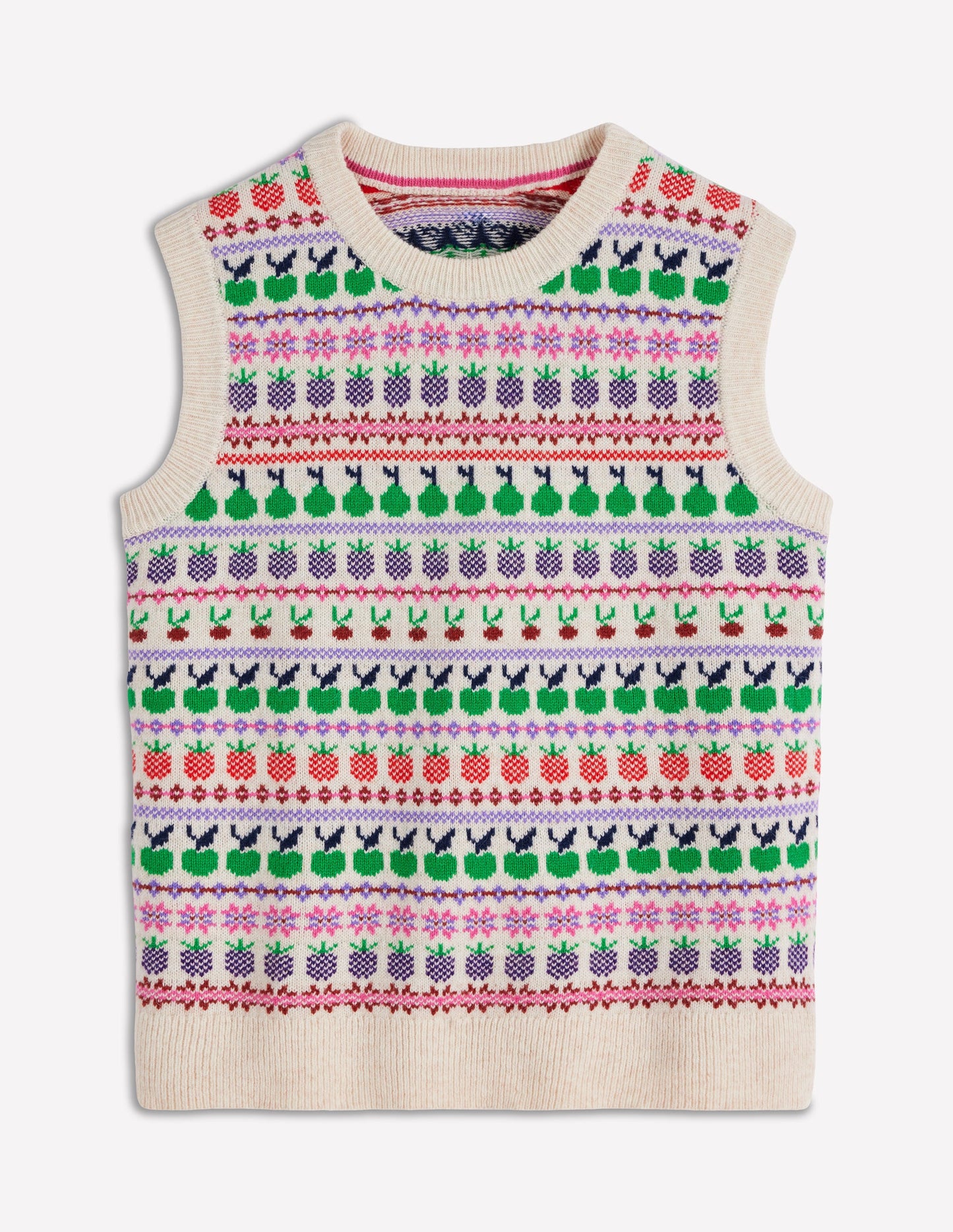Edie Fair Isle Tank-Ecru Marl, Fruit