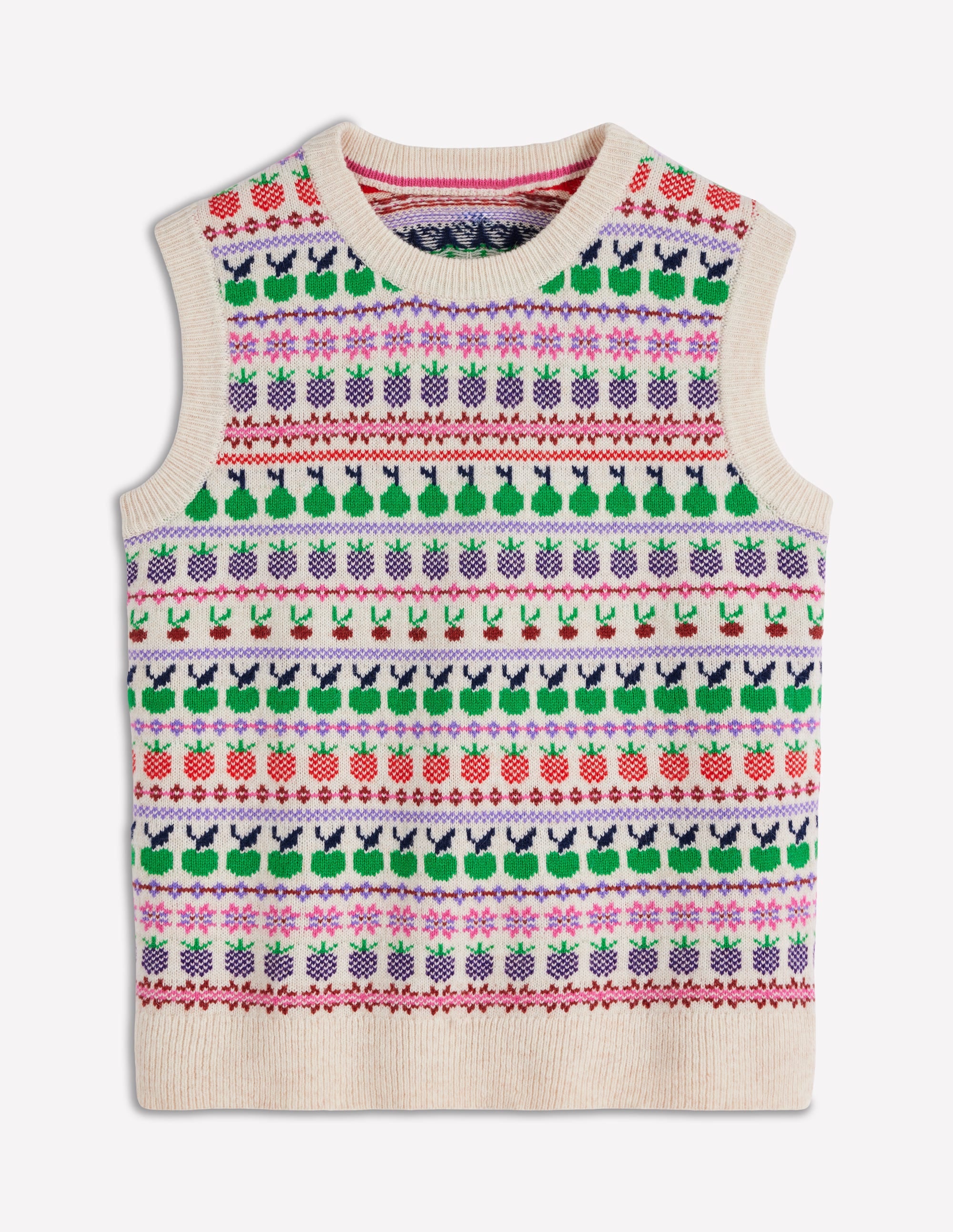Edie Fair Isle Tank-Ecru Marl, Fruit - Image 6