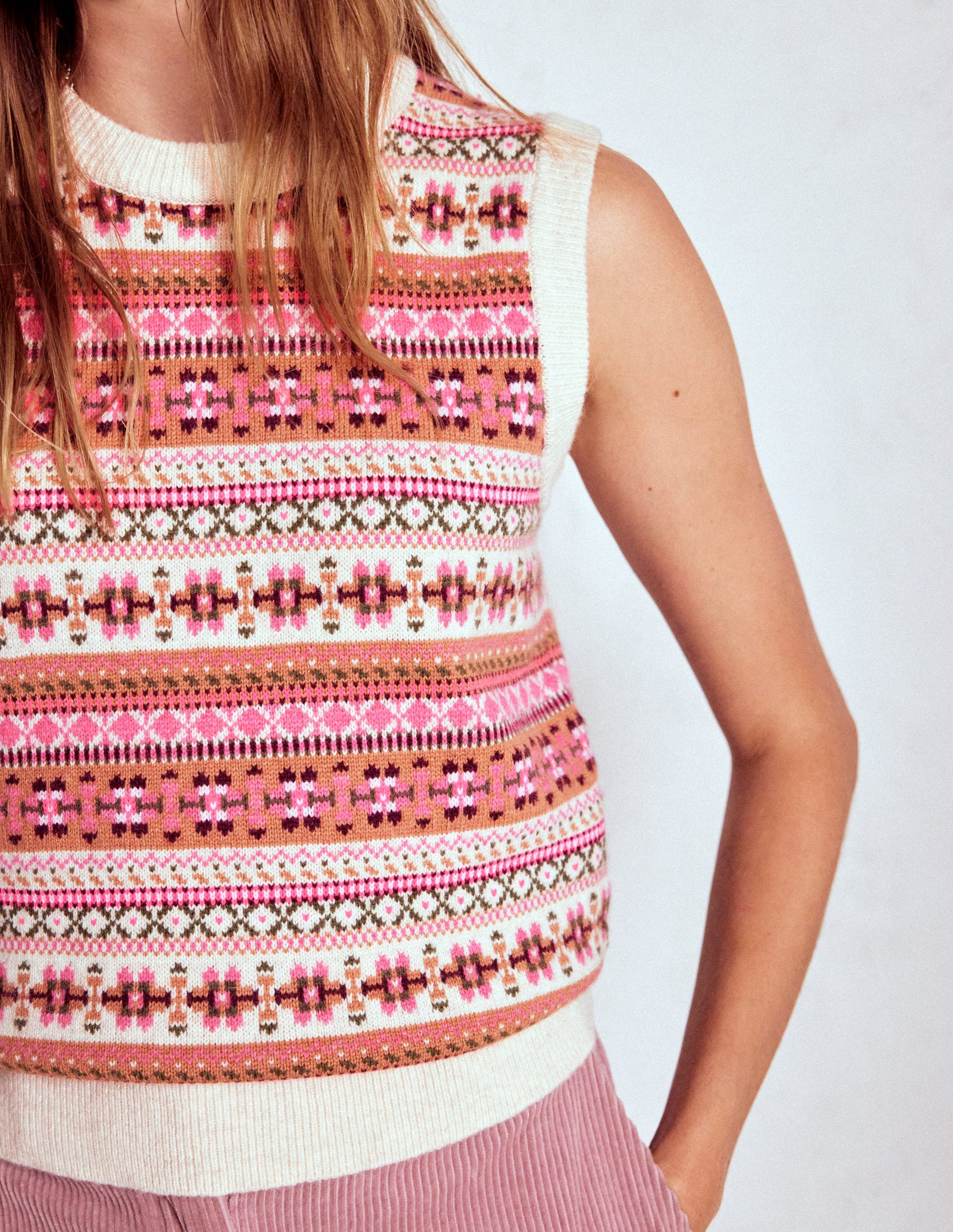 Edie Fair Isle Tank-Pink Heritage Fair Isle-2