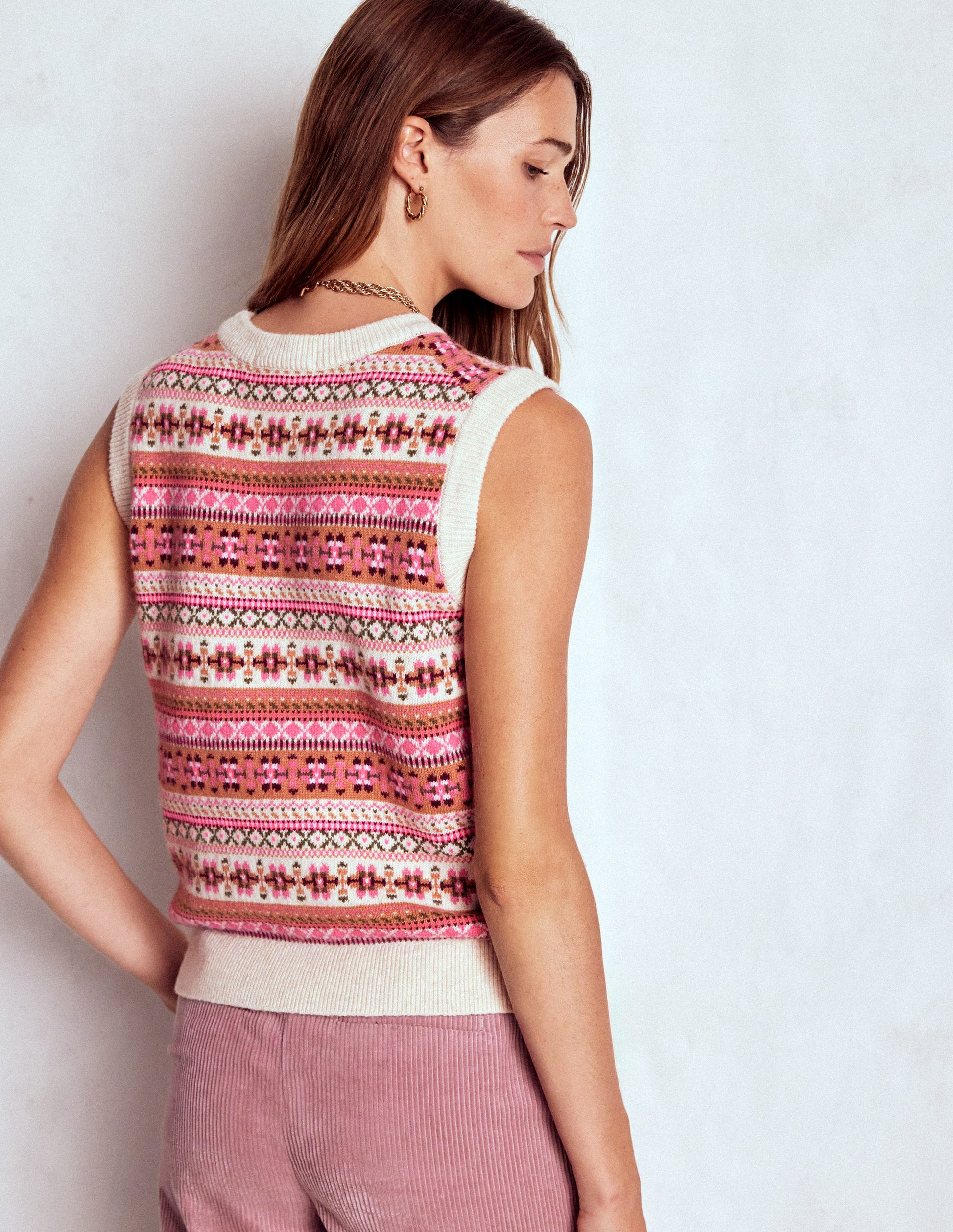 Edie Fair Isle Tank-Pink Heritage Fair Isle-3