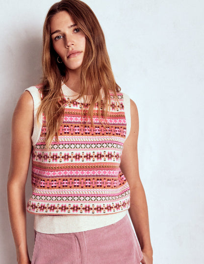 Edie Fair Isle Tank-Pink Heritage Fair Isle-4