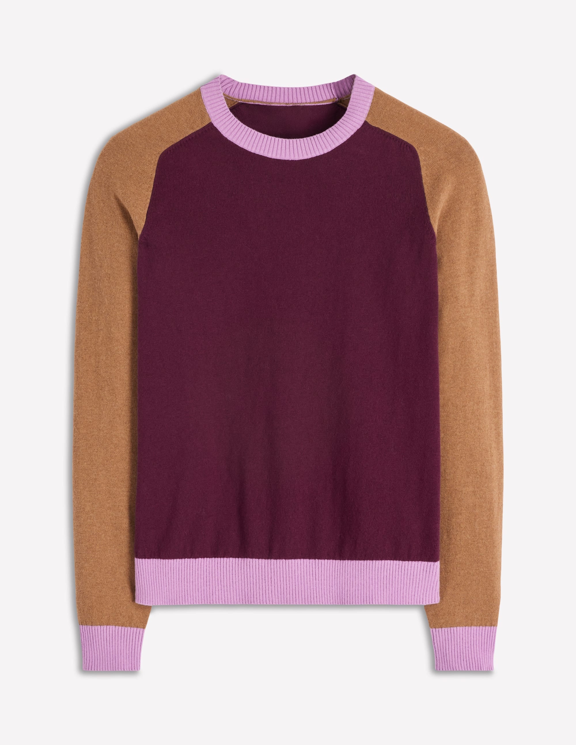 Meg Raglan Sleeve Jumper-Plum Jam,  Colour Block - Image 6