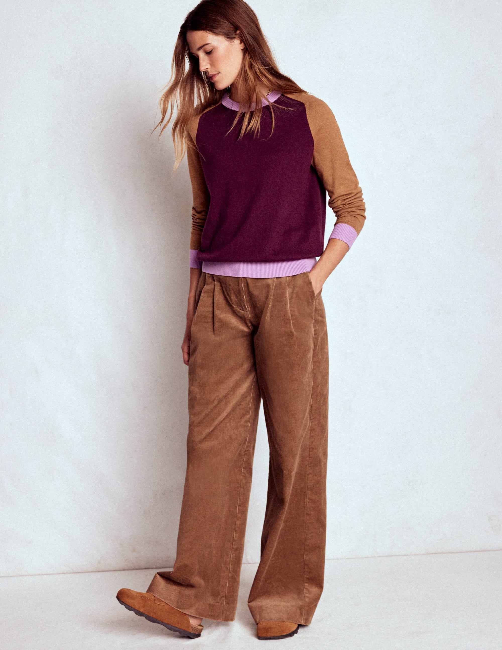 Meg Raglan Sleeve Jumper-Plum Jam,  Colour Block - Image 4