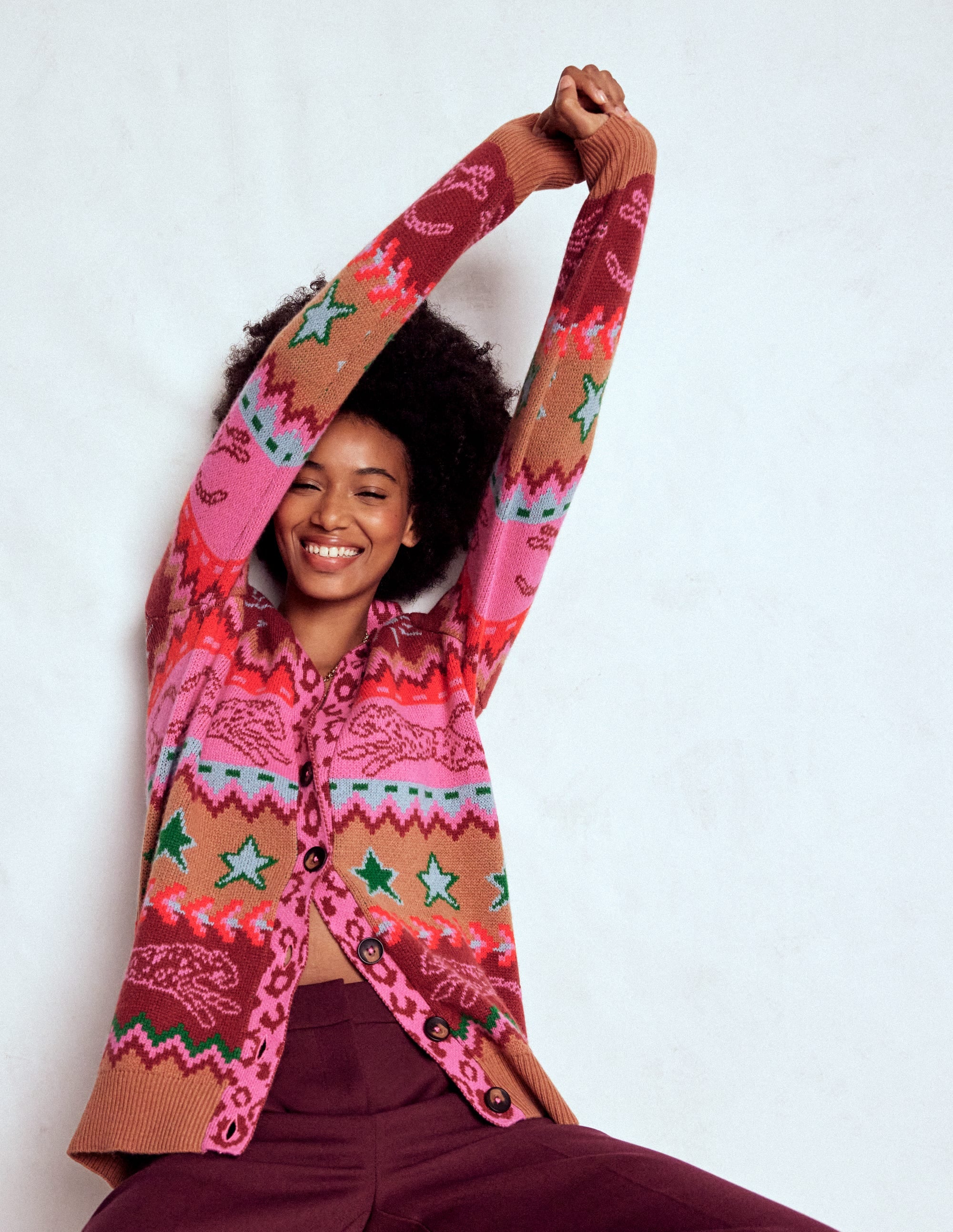 Quinn Boyfriend Cardigan-Camel, Cheetahs - Image 1
