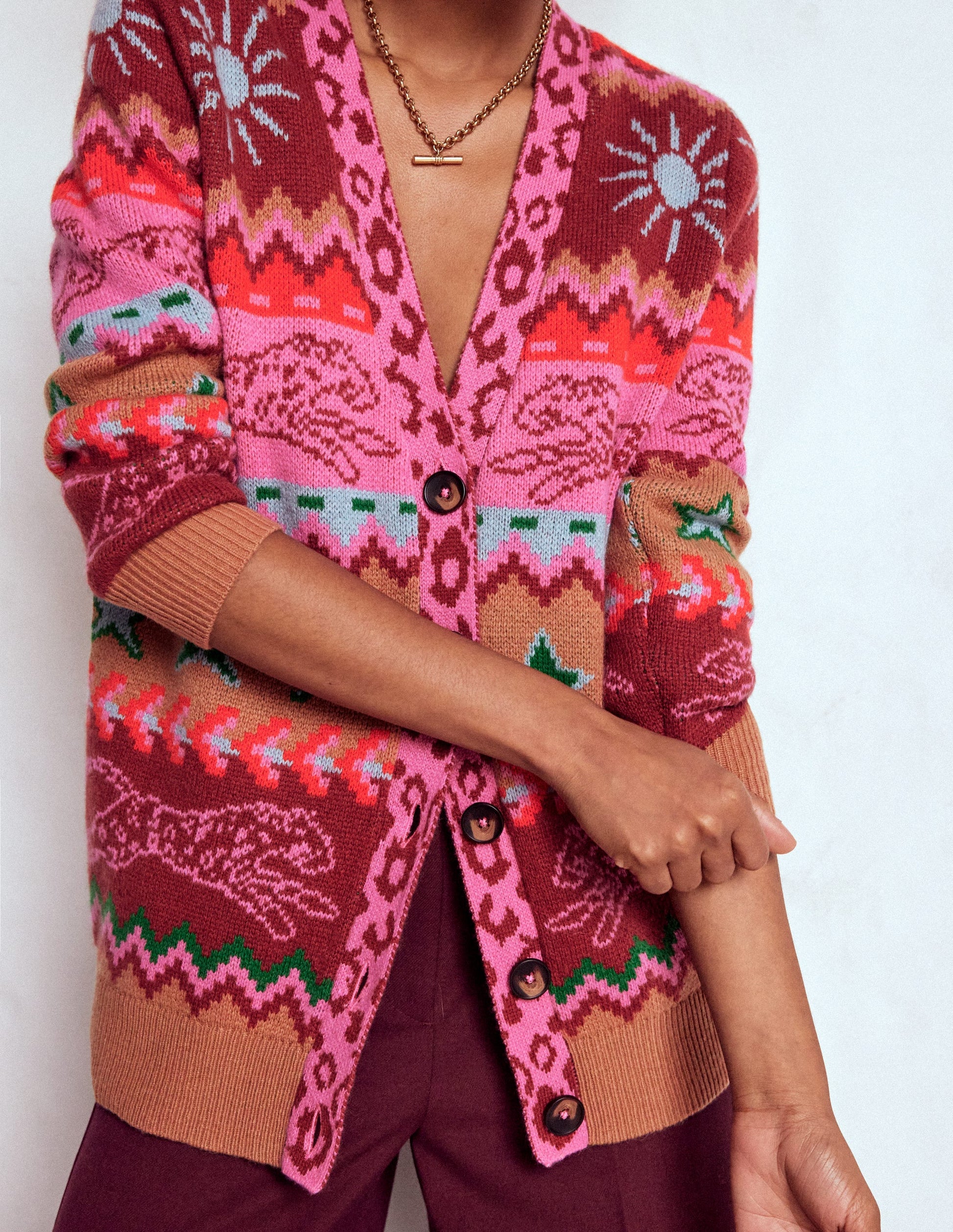 Quinn Boyfriend Cardigan-Camel, Cheetahs-2