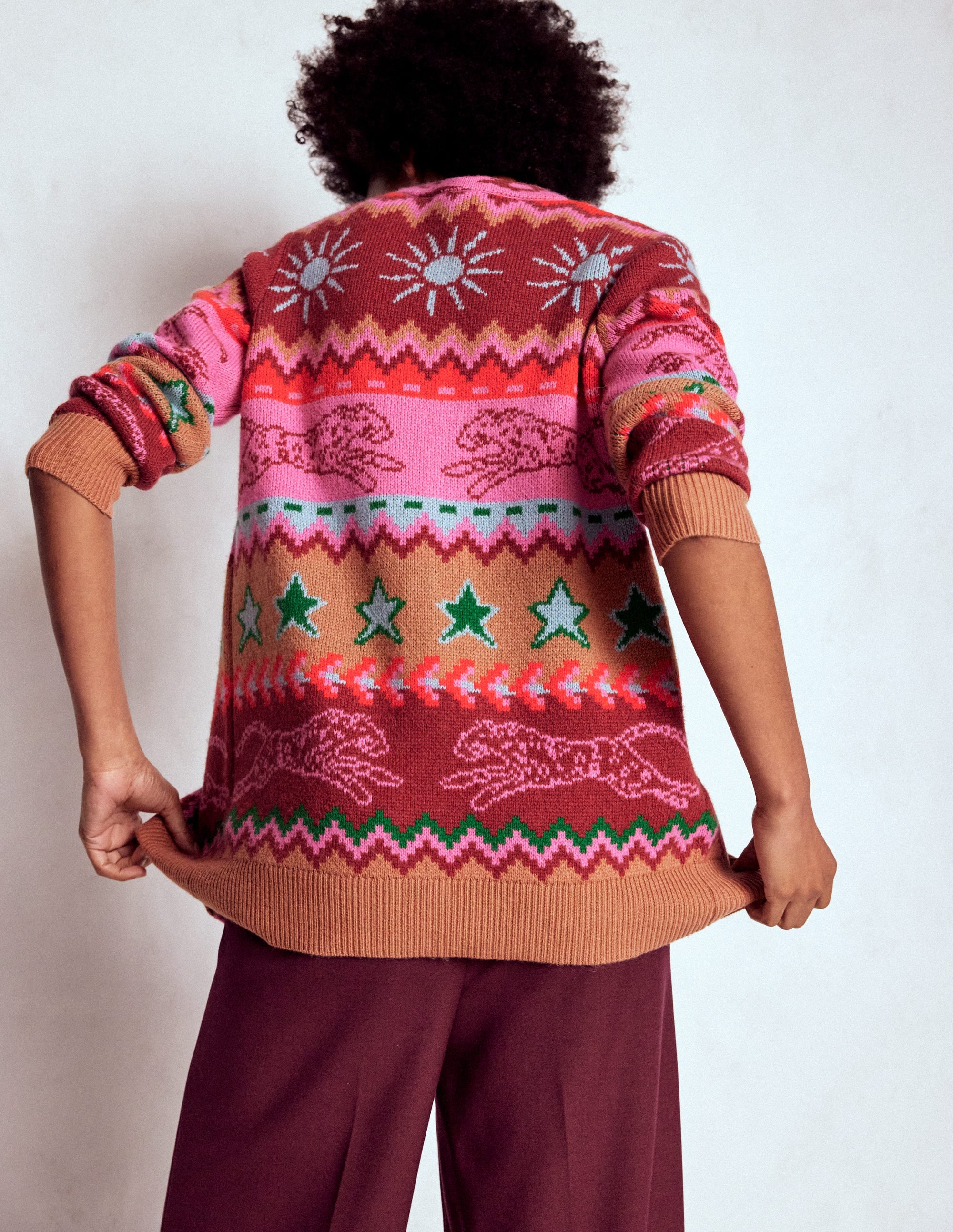 Quinn Boyfriend Cardigan-Camel, Cheetahs - Image 3