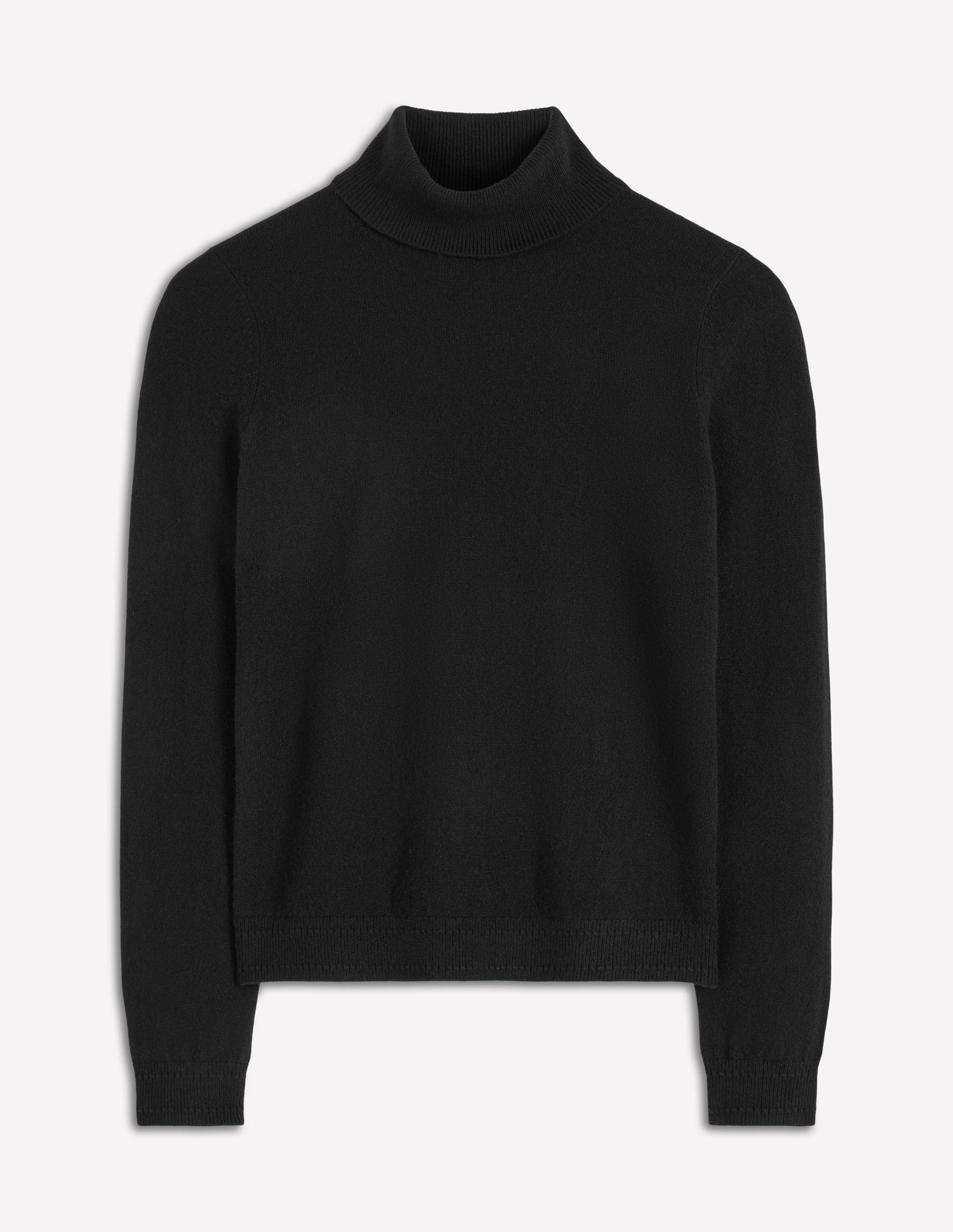 Eva Cashmere Roll Neck Jumper-Black-5