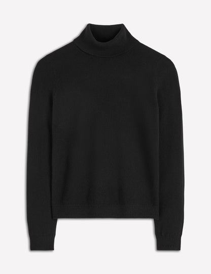 Eva Cashmere Roll Neck Jumper-Black-5