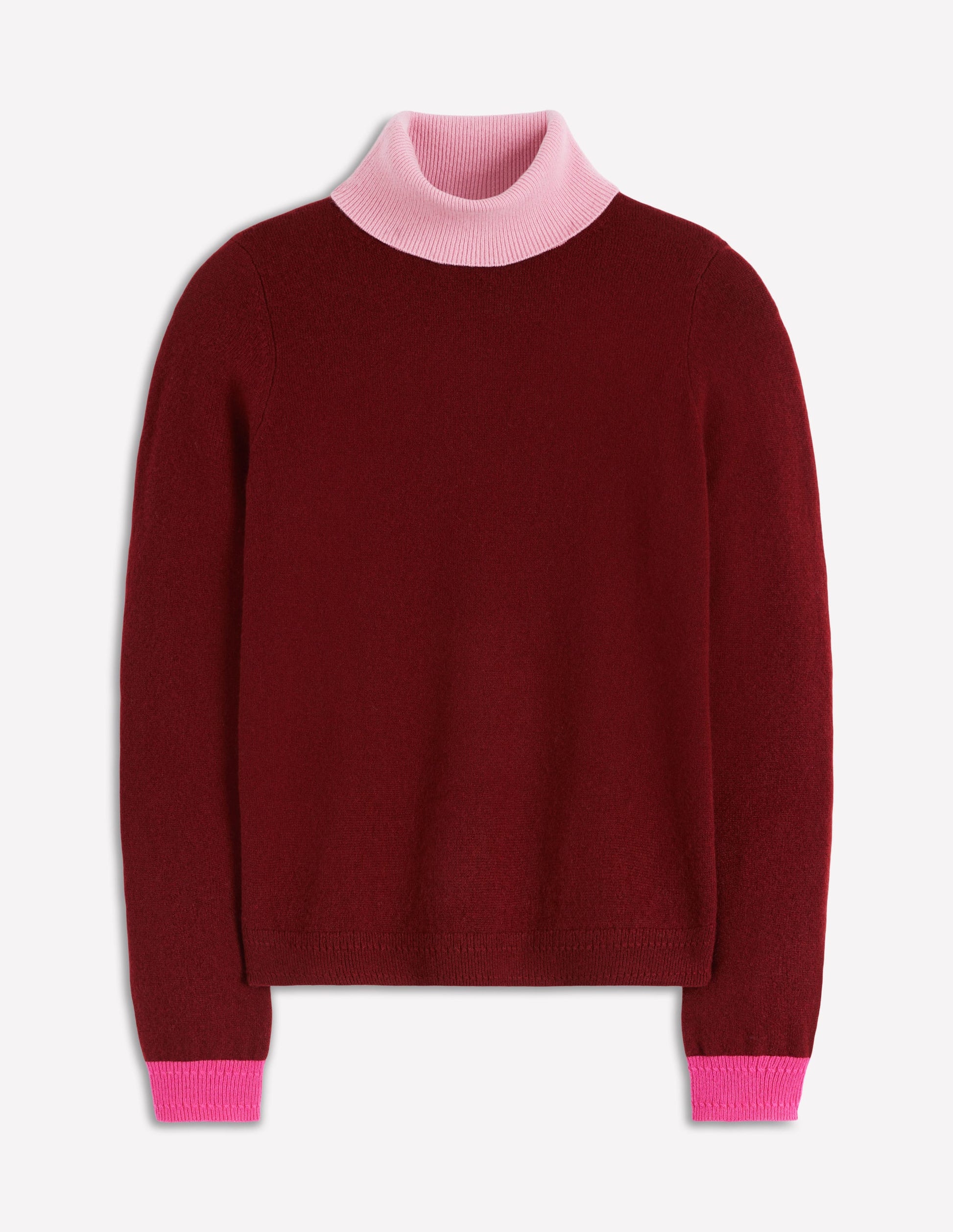 Eva Cashmere Roll Neck Jumper-Chestnut, Colour Block-7