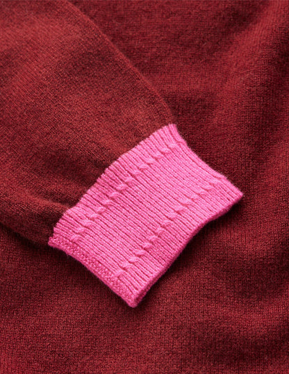 Eva Cashmere Roll Neck Jumper-Chestnut, Colour Block-8