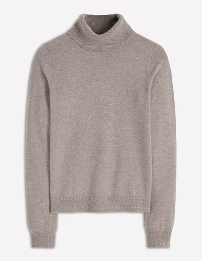 Eva Cashmere Roll Neck Jumper-Mink Melange-5