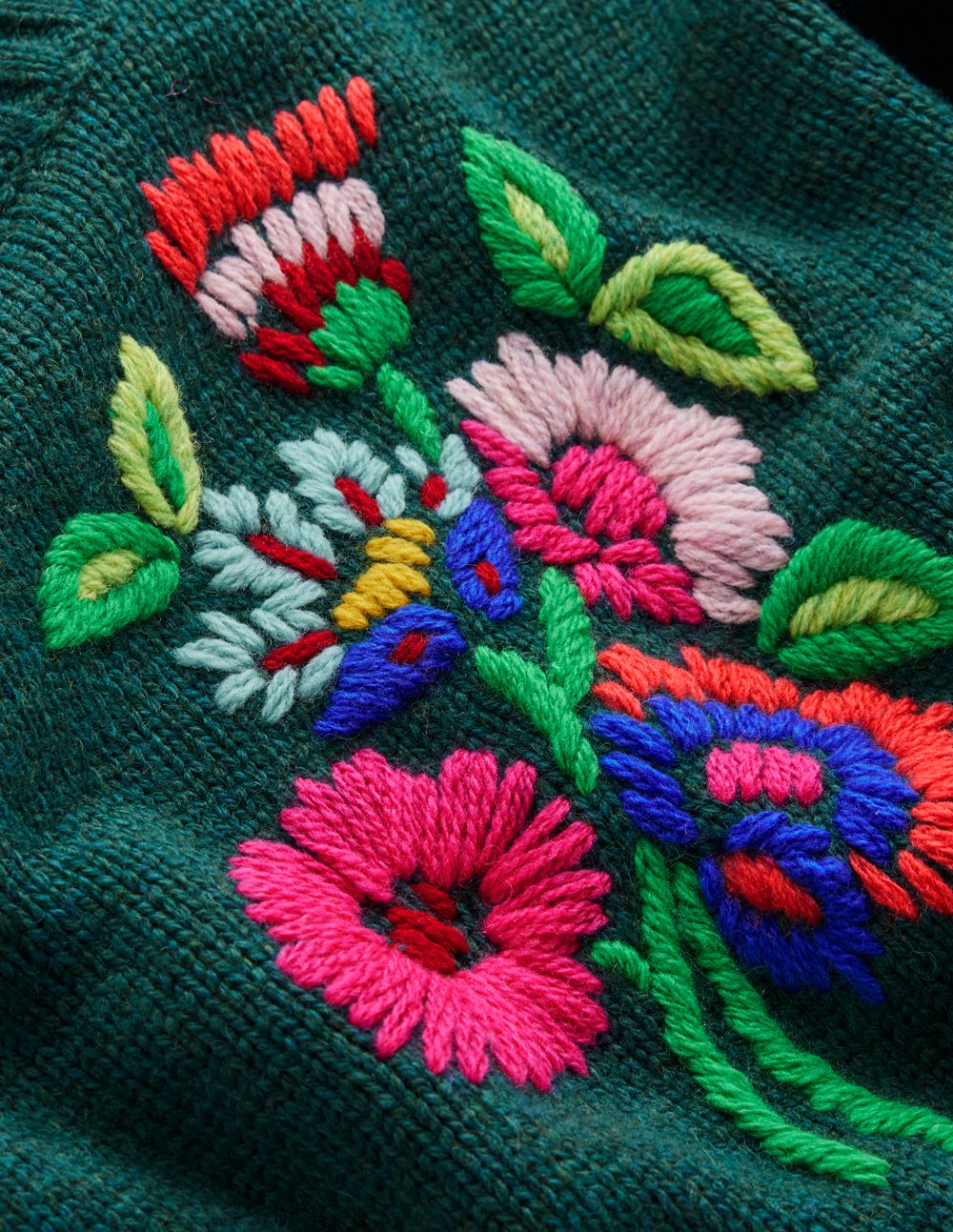 Natalie Embroidered Jumper-Emerald Night Bouquet - Image 9