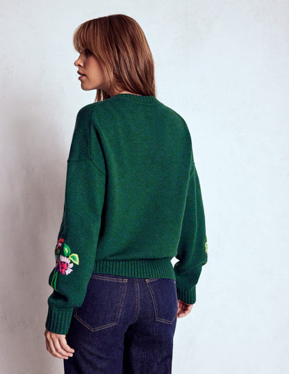 Natalie Embroidered Jumper-Emerald Night Bouquet-3