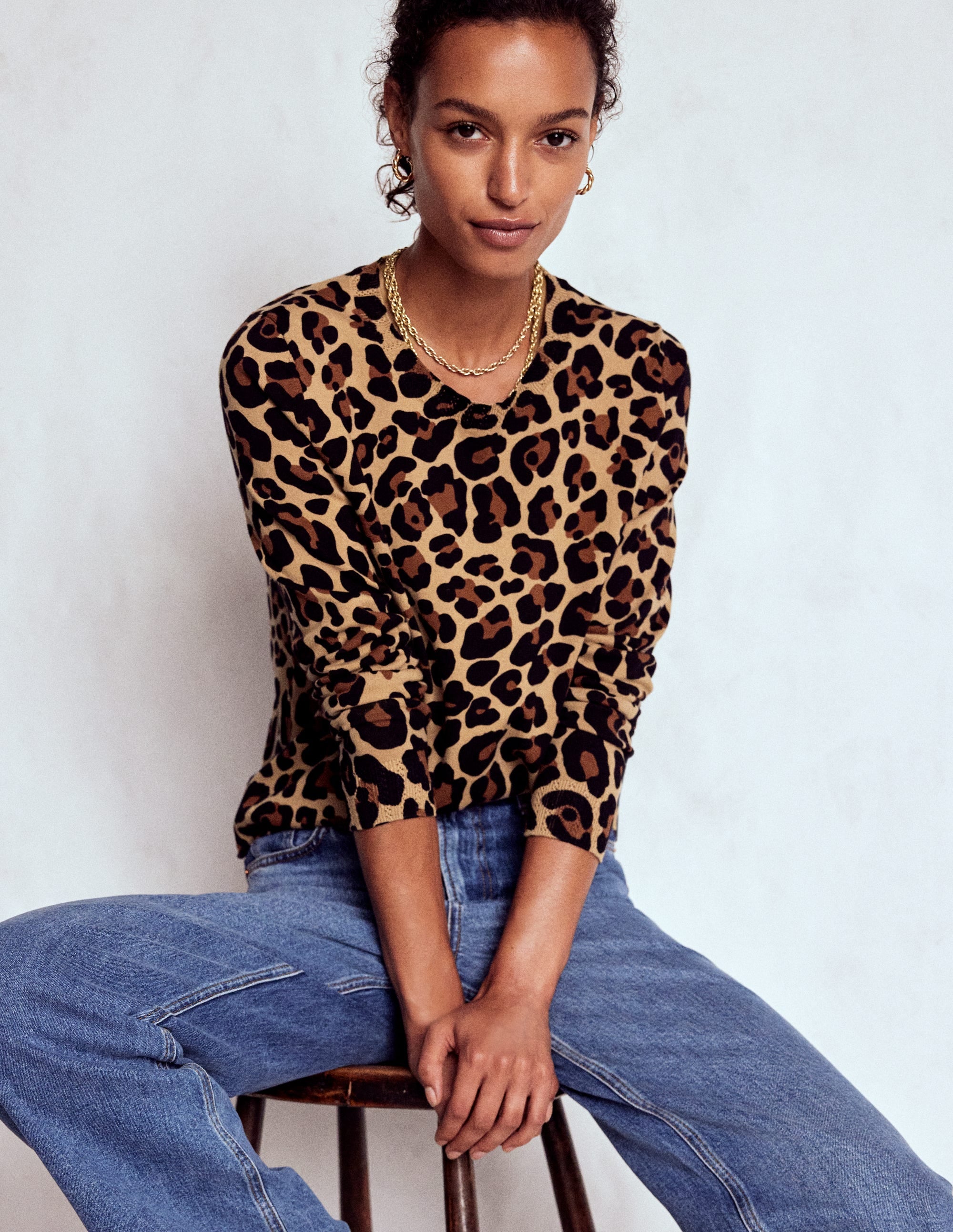 Emilia Cotton Crew Jumper-Cheetah Pop - Image 1