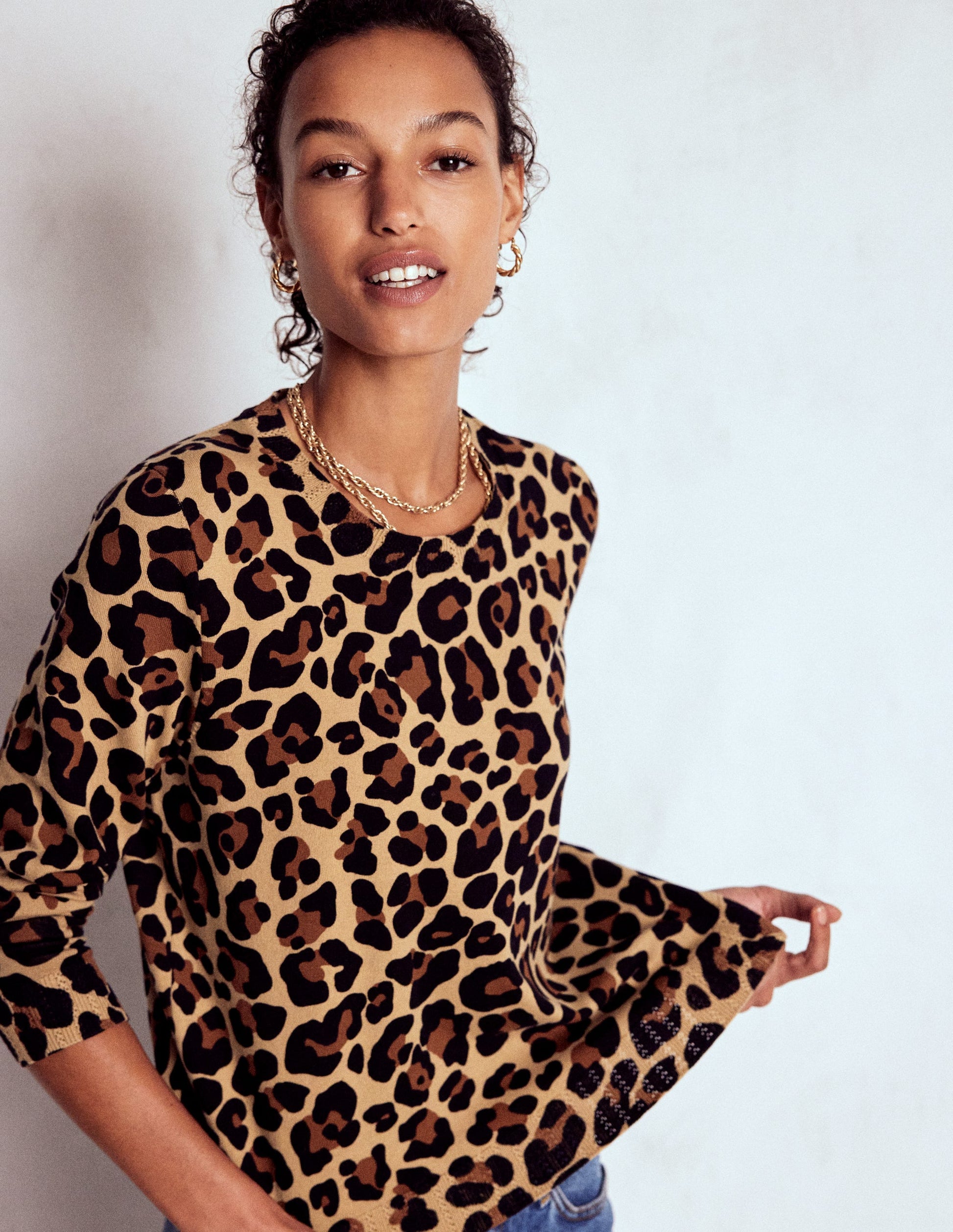 Emilia Cotton Crew Jumper-Cheetah Pop-4