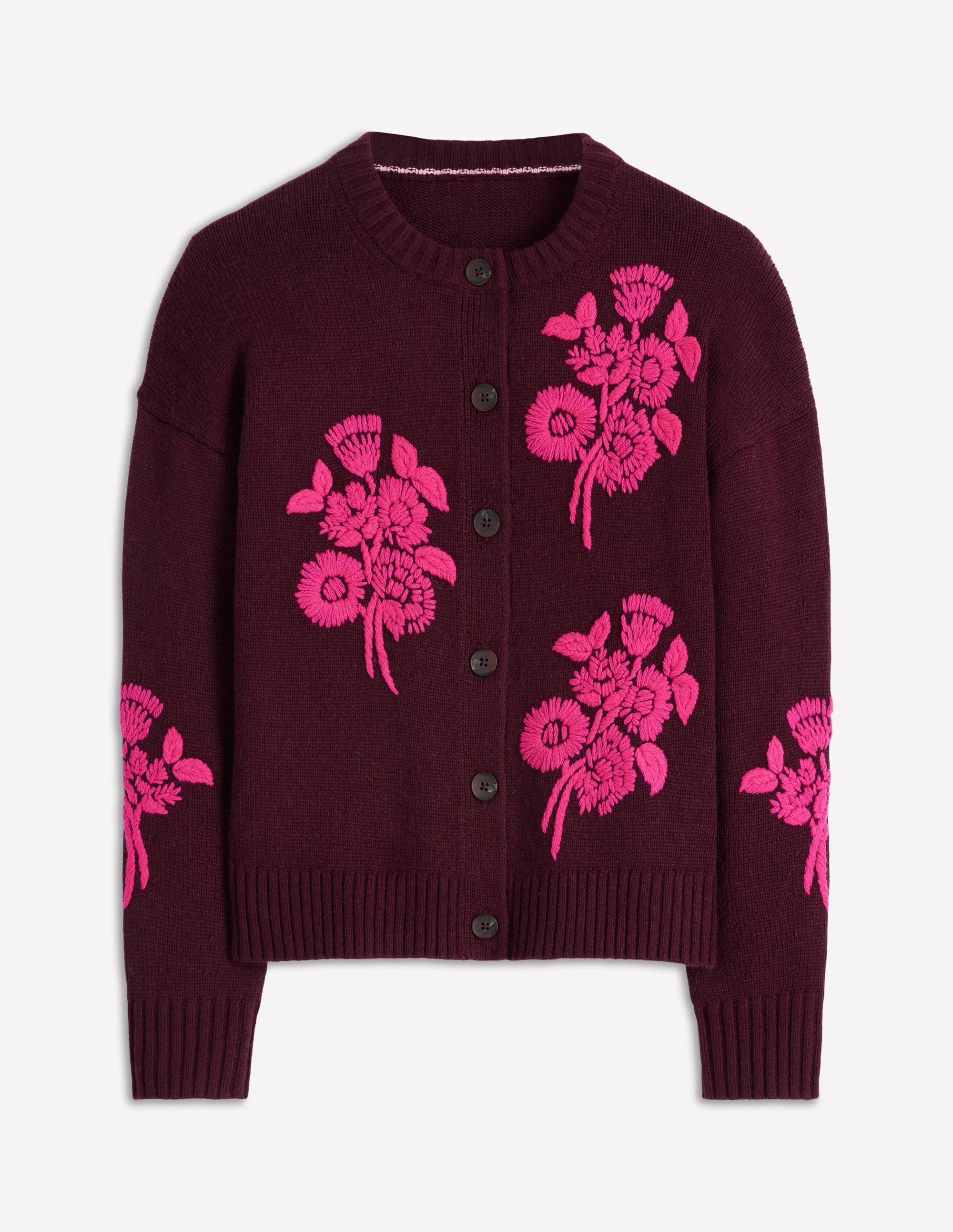 Natalie Embroidered Cardigan-Dark Cherry Bouquet - Image 6