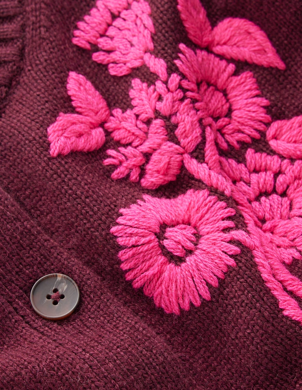 Natalie Embroidered Cardigan-Dark Cherry Bouquet - Image 7