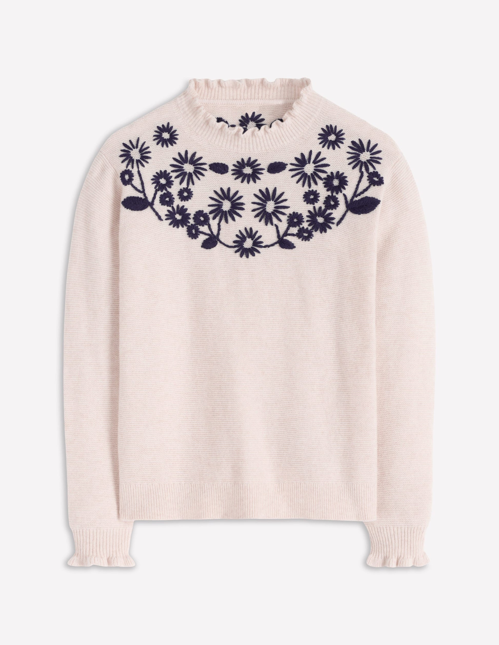 Embroidered Frill Jumper-Warm Ivory-6