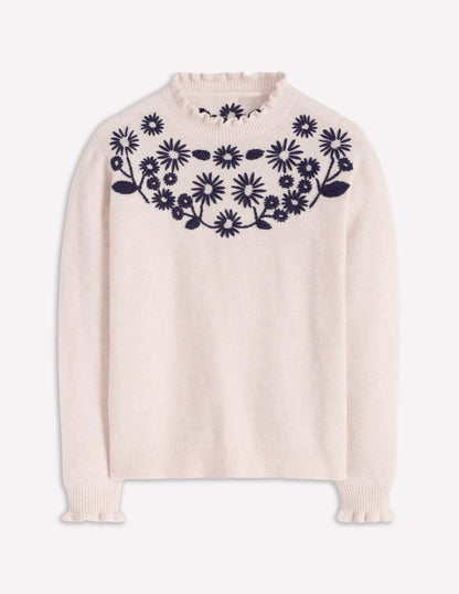 Embroidered Frill Jumper-Warm Ivory-6