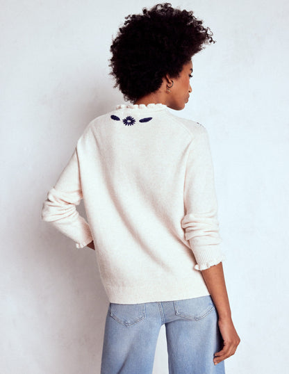 Embroidered Frill Jumper-Warm Ivory-2