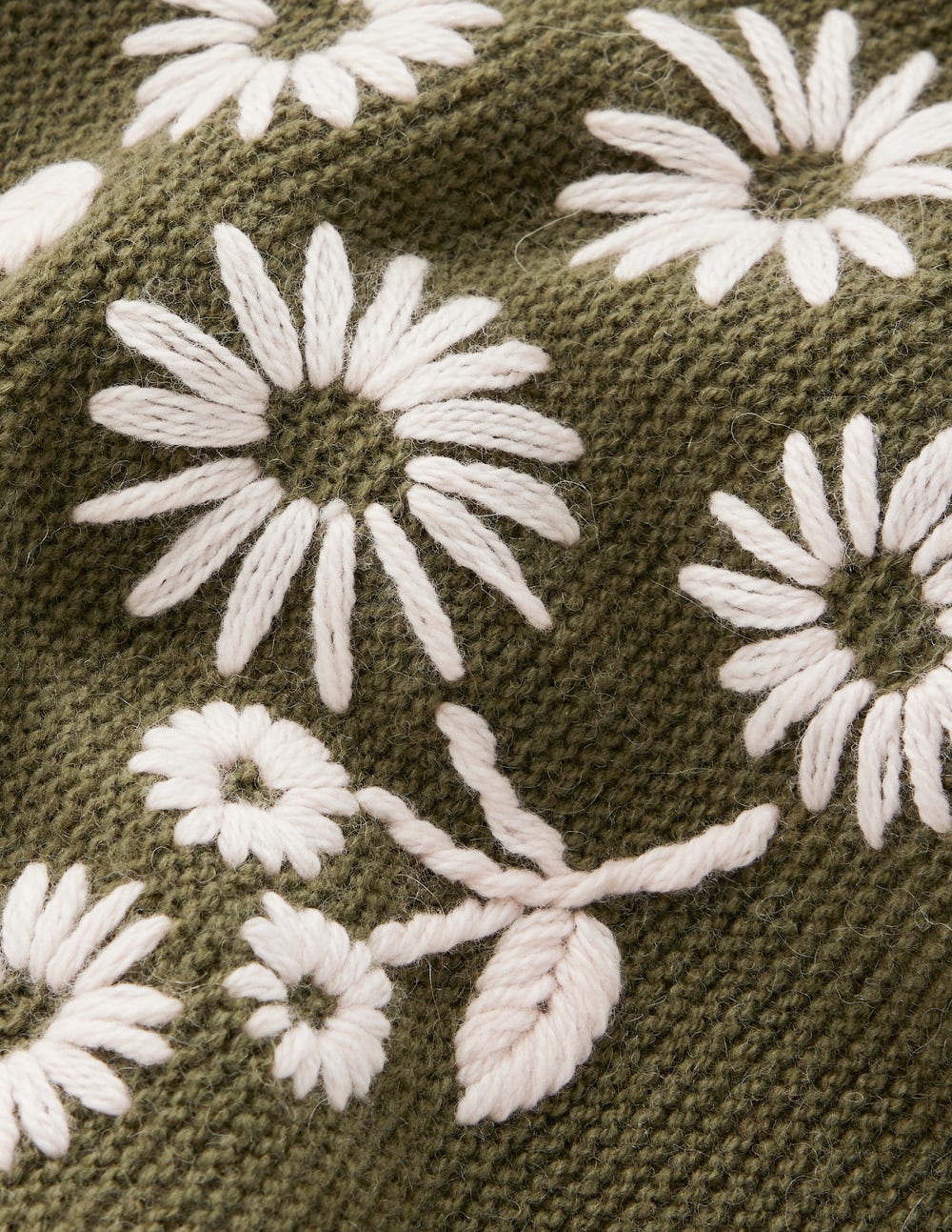 Embroidered Frill Jumper-Woodland Green Melange-7