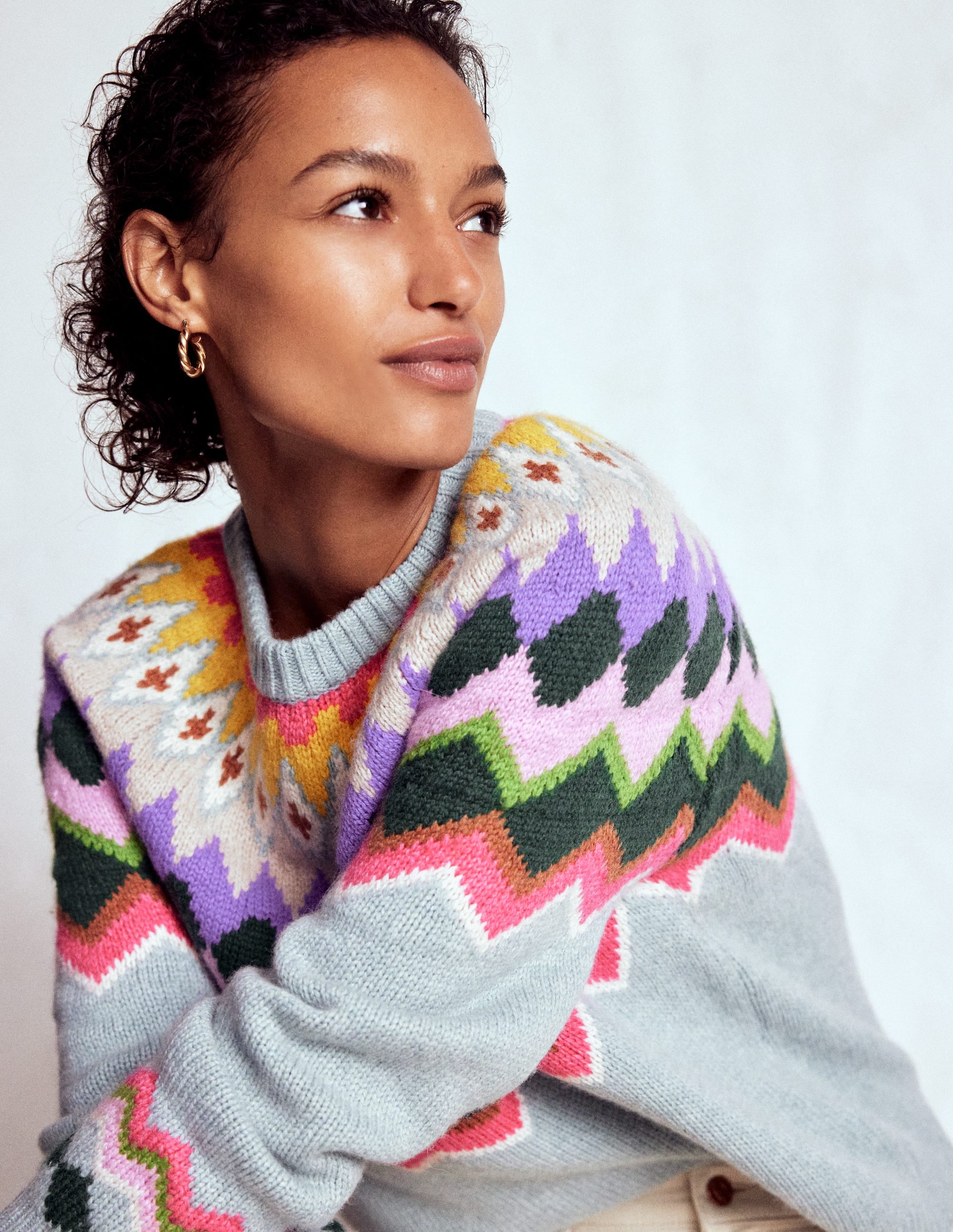 Eleanor Fair Isle Jumper-Tourmaline Blue Melange - Image 1