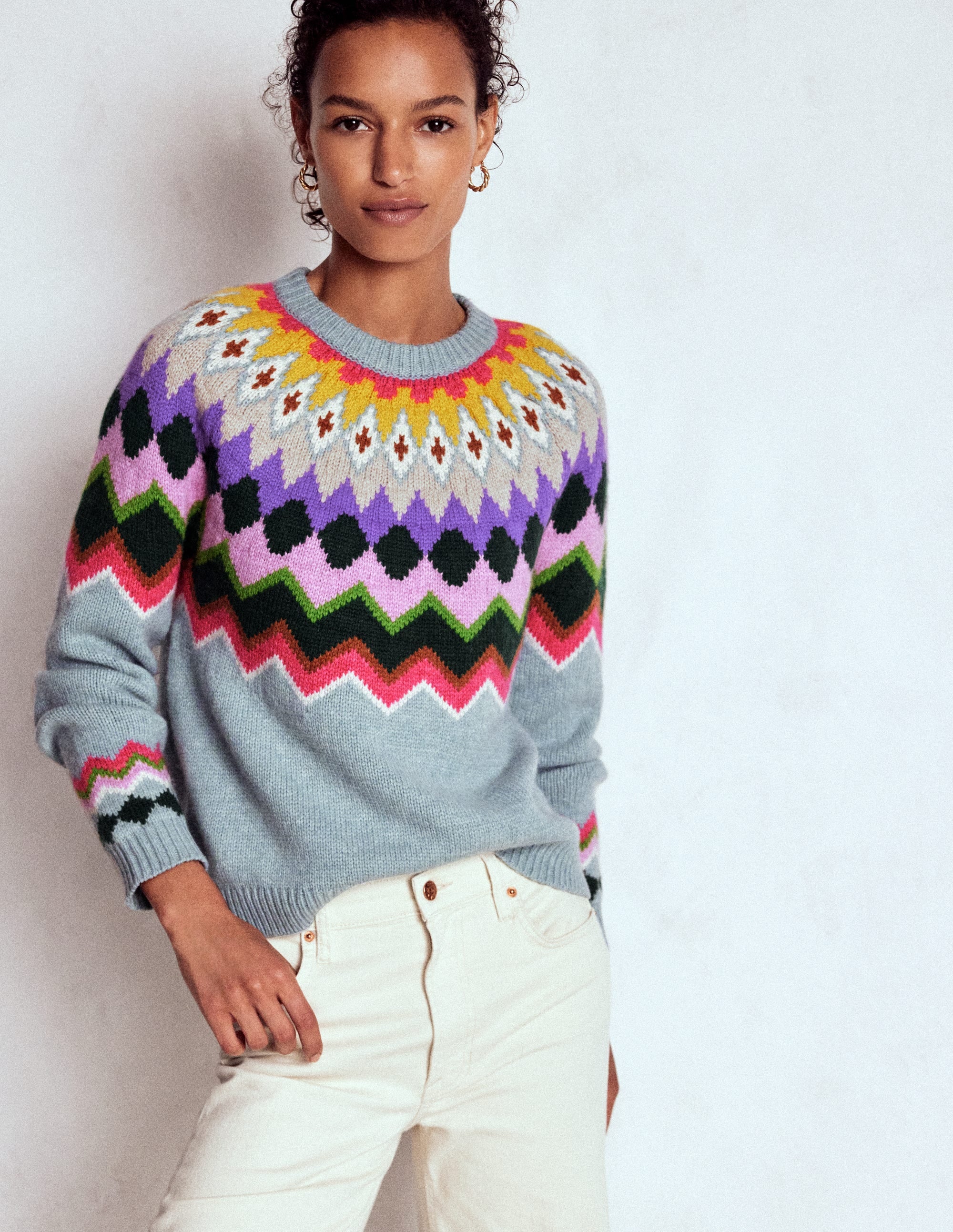 Eleanor Fair Isle Jumper-Tourmaline Blue Melange - Image 4