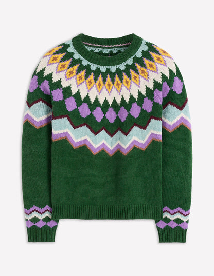 Eleanor Fair Isle Jumper-Promenade Green Melange-7