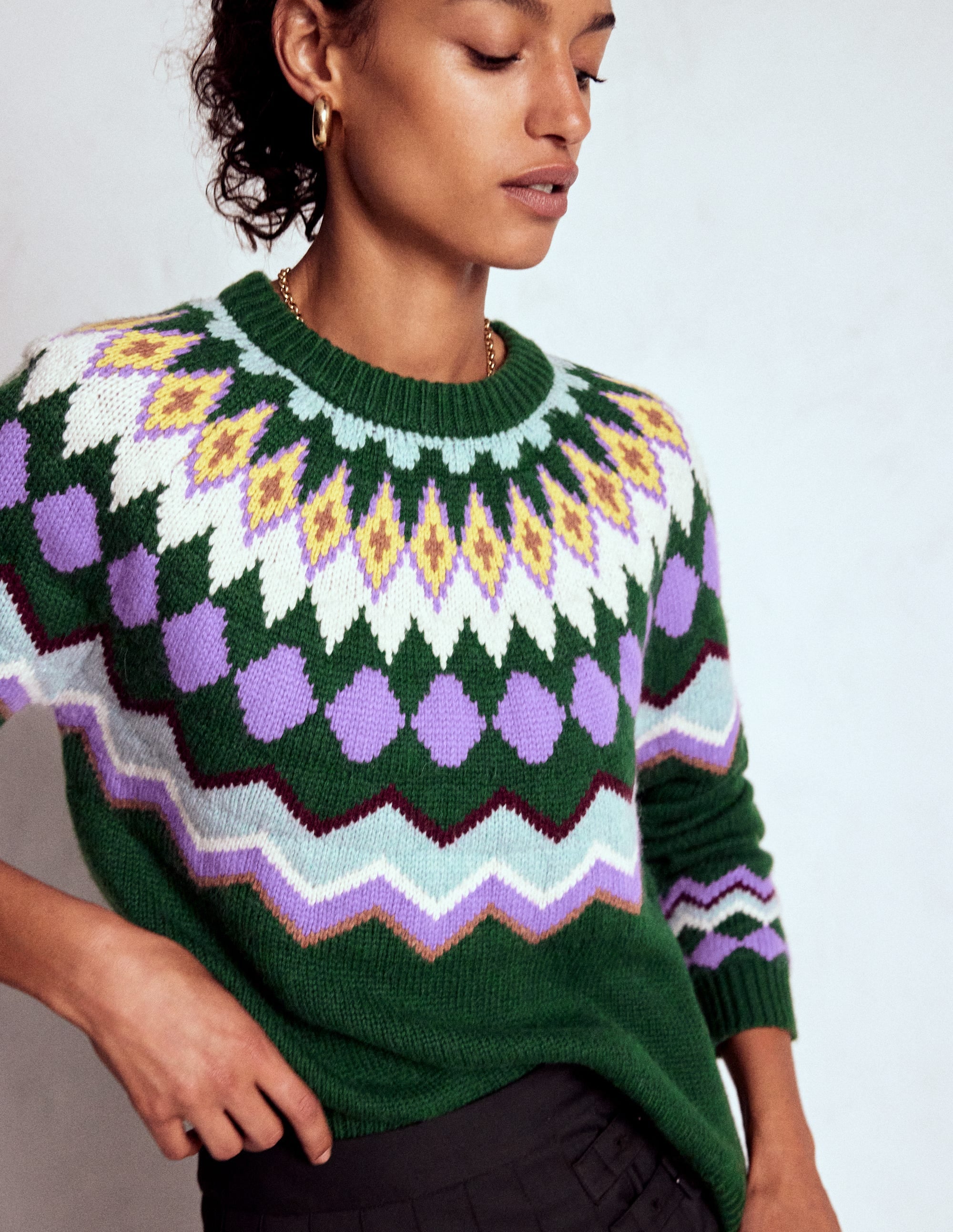 Eleanor Fair Isle Jumper-Promenade Green Melange - Image 2