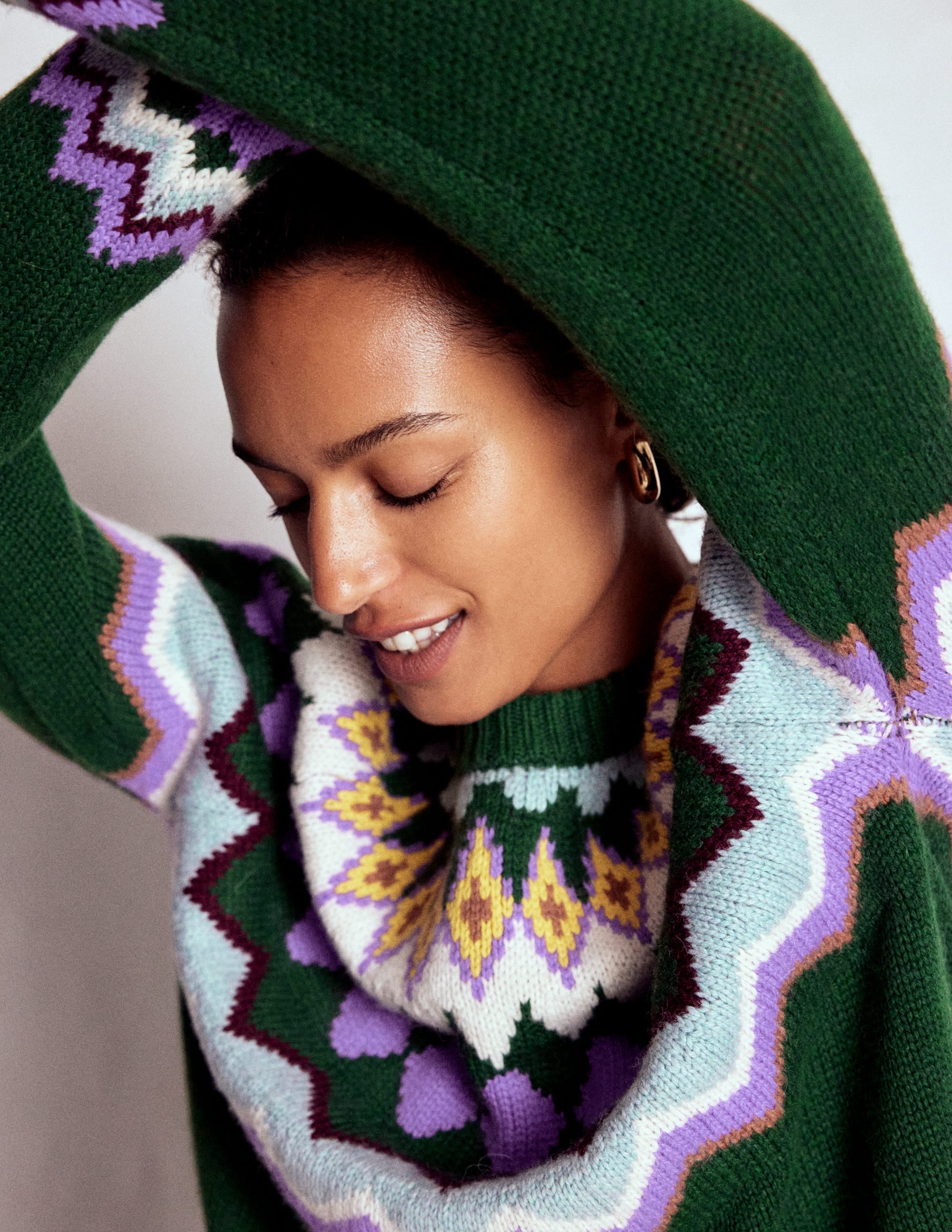 Eleanor Fair Isle Jumper-Promenade Green Melange - Image 4