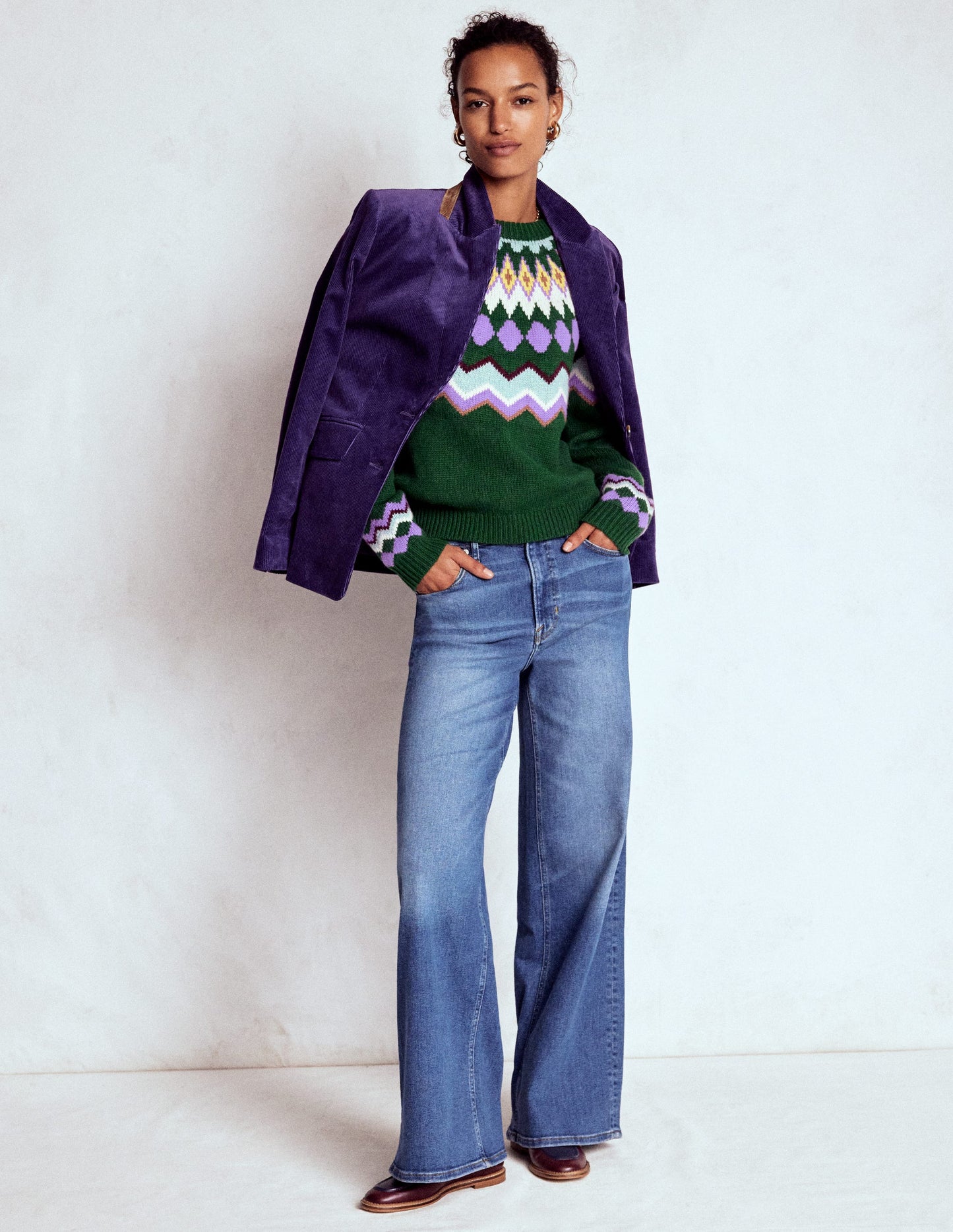 Eleanor Fair Isle Jumper-Promenade Green Melange