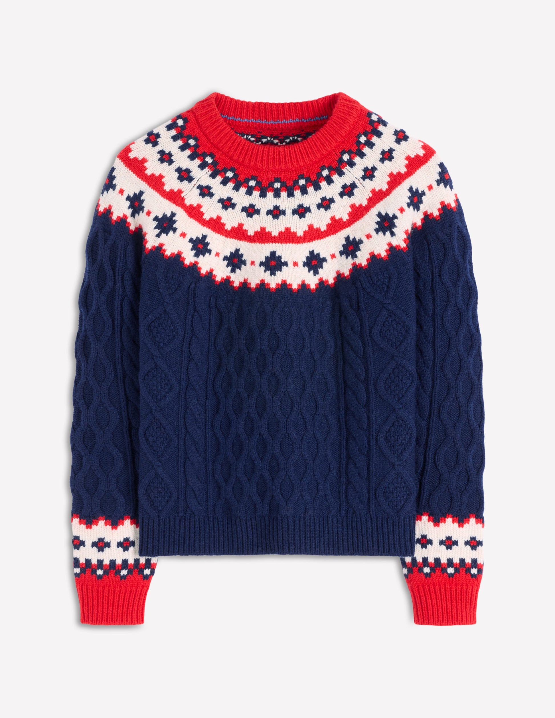 Eleanor Fair Isle Jumper-Navy Cable-6