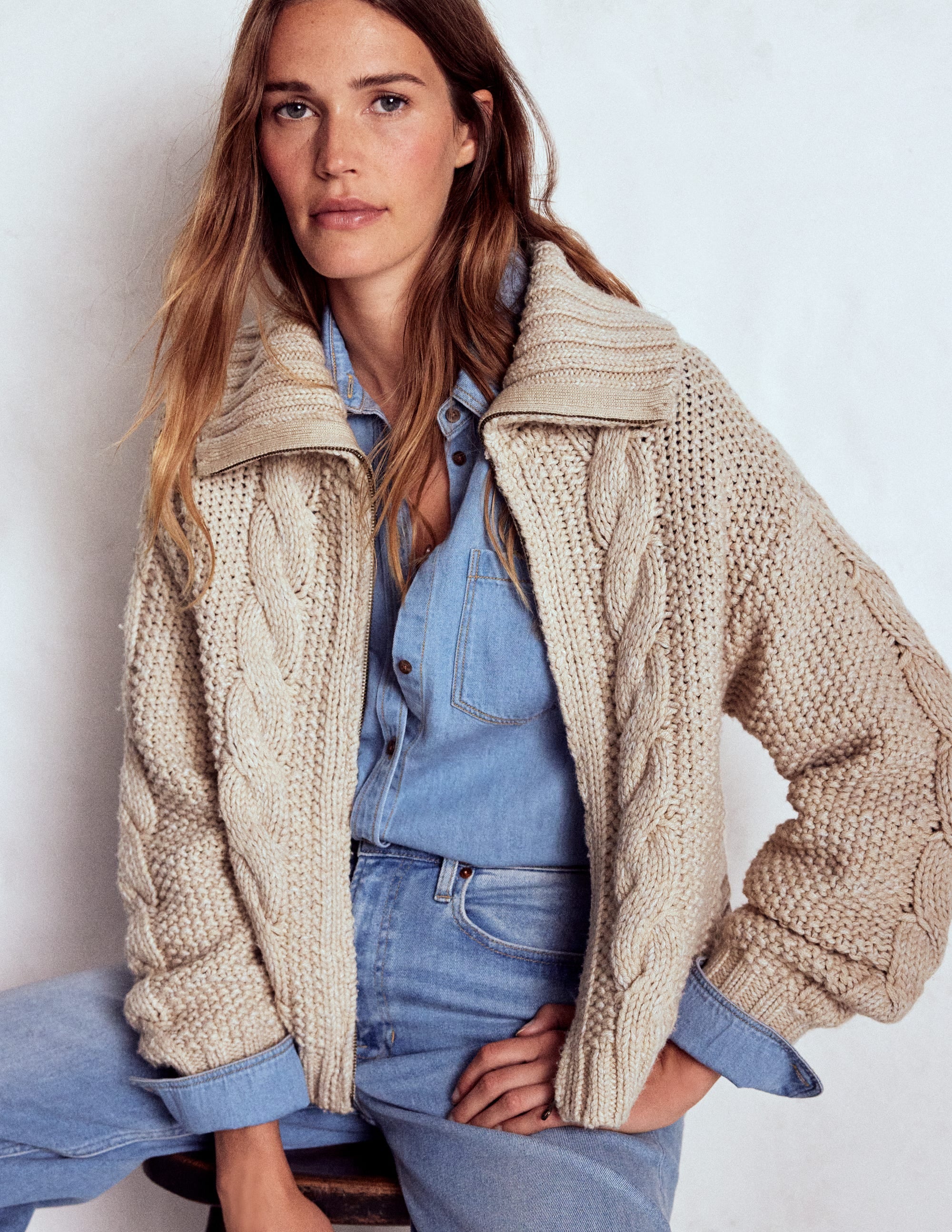 Chunky Marled Cardigan-Oatmeal - Image 2