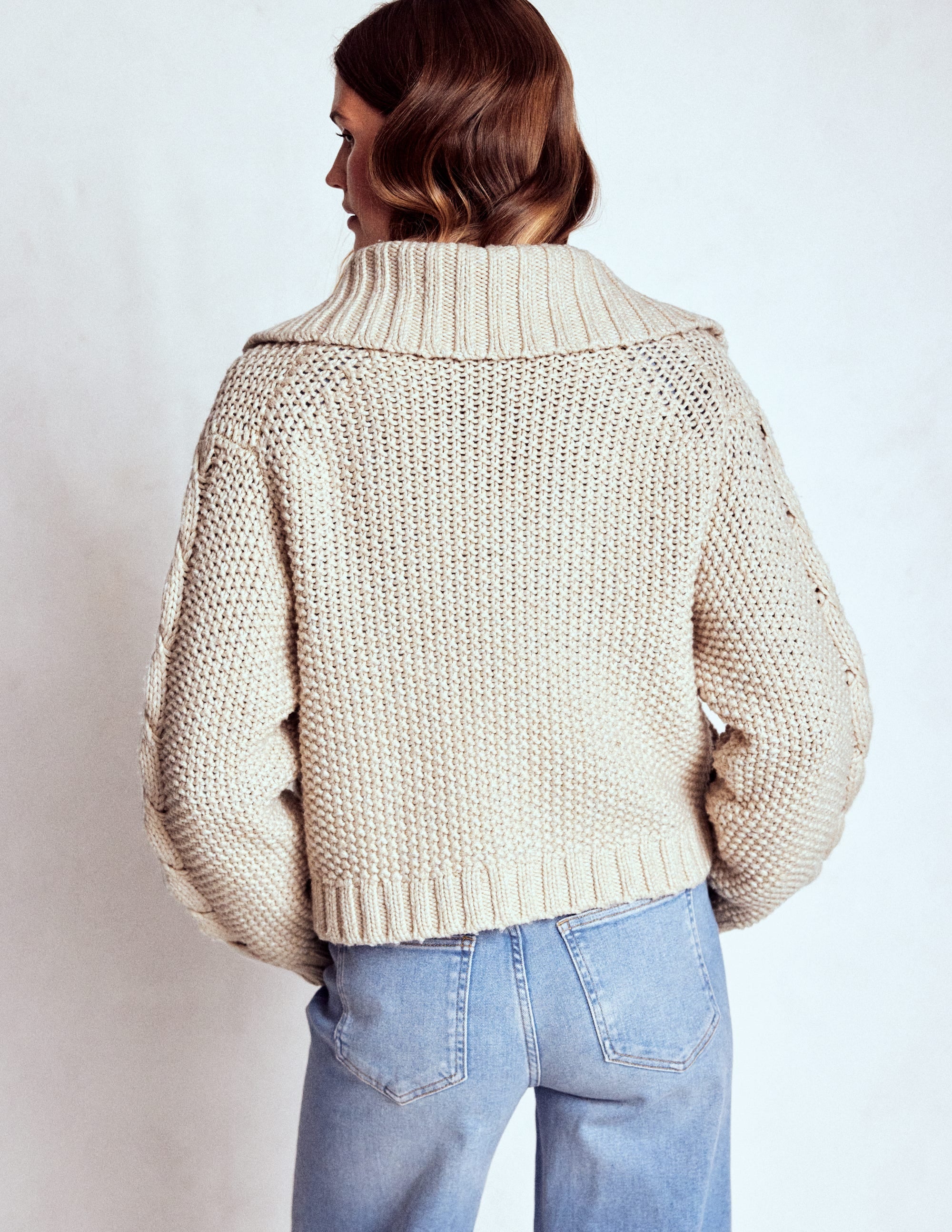 Chunky Marled Cardigan-Oatmeal - Image 3