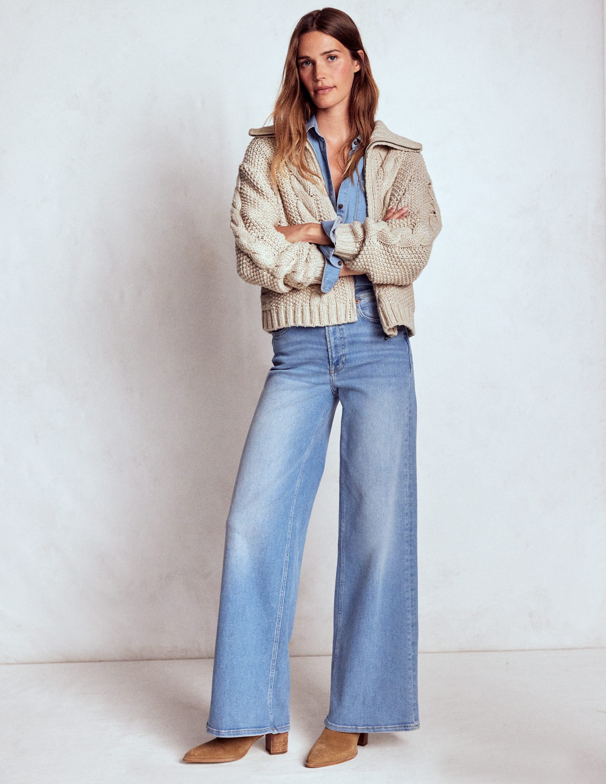 Chunky Marled Cardigan-Oatmeal - Image 4