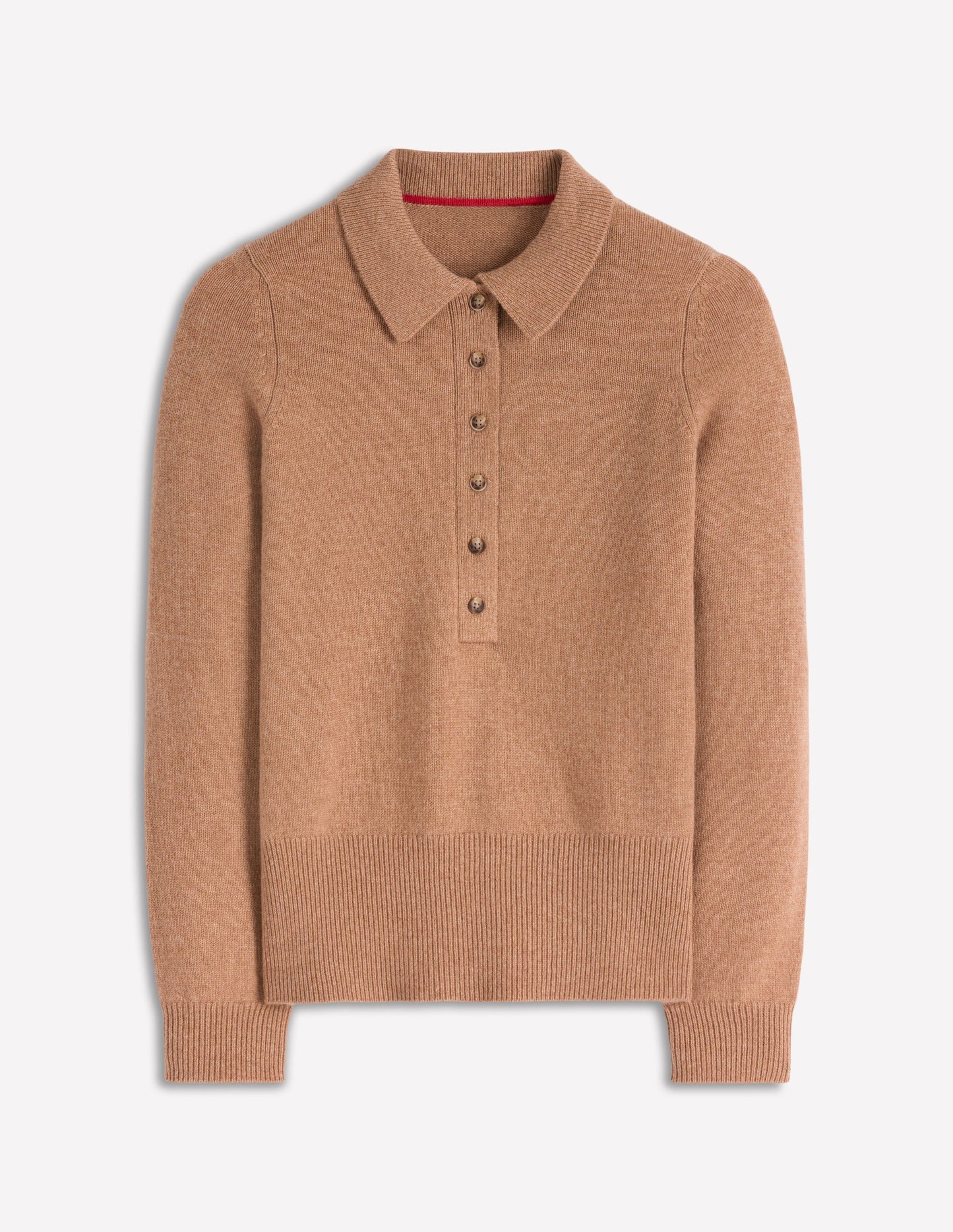 Collared Cashmere Jumper-Camel Melange